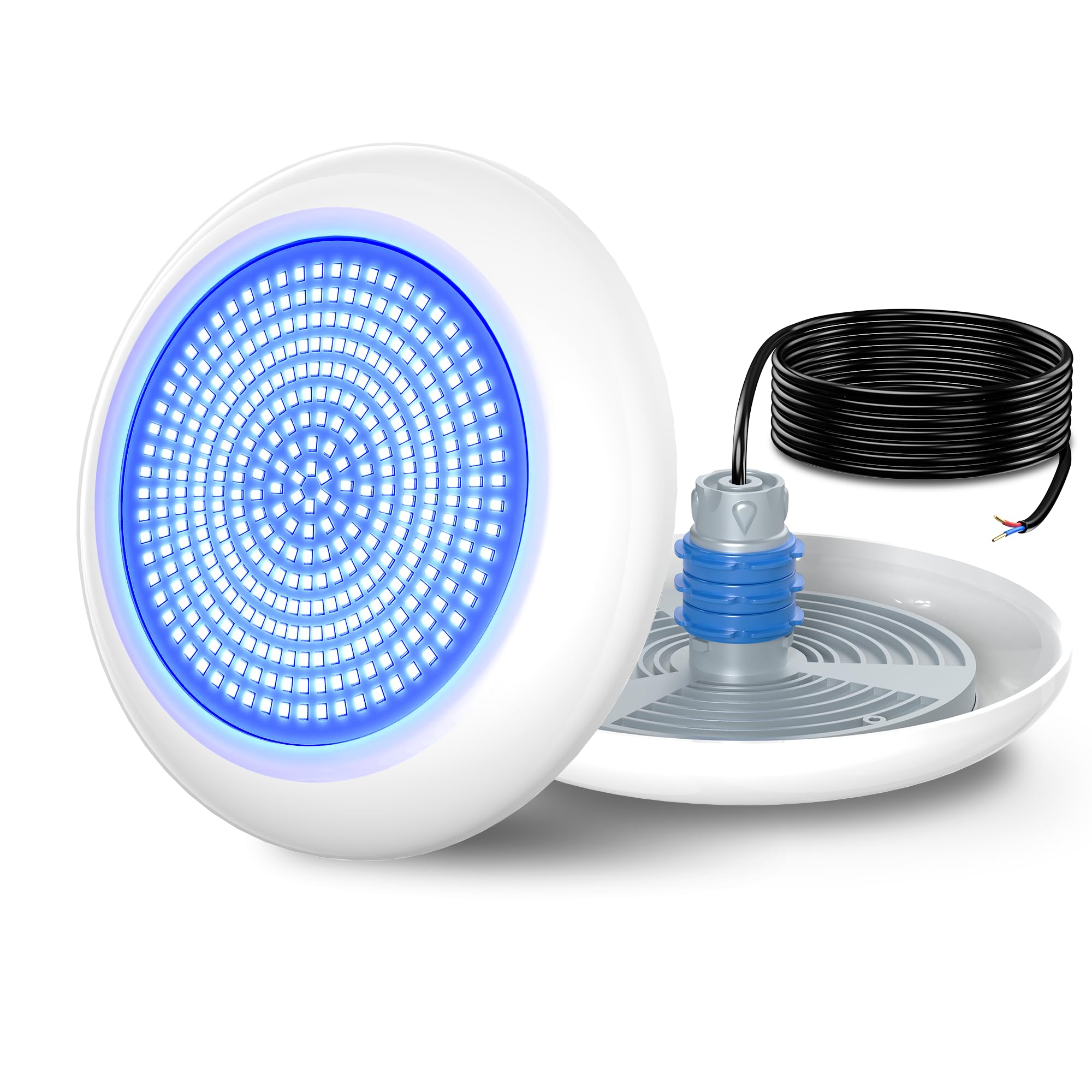 OSREE Pool Light with 1.5" Thread, 18W LED Pool Spot Light Blue Light Non-Dimmable, Ø242mm, 12V AC/DC IP68 Waterproof Resin Filled Underwater Lamp for Concrete Pools 1.5" Return Fitting