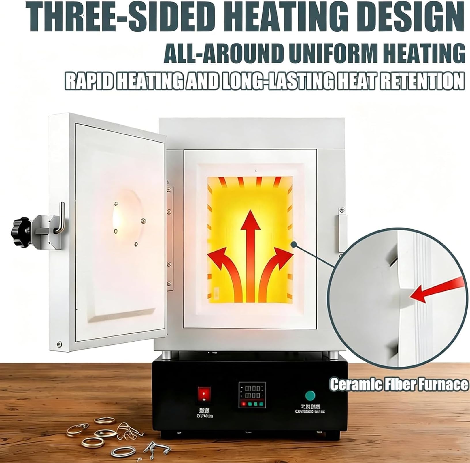Forno elettrico in ceramica, forno per trattamento termico da 1500 W con controller digitale, massimo 1150 ℃ per la creazione di gioielli e progetti fai da te in ceramica