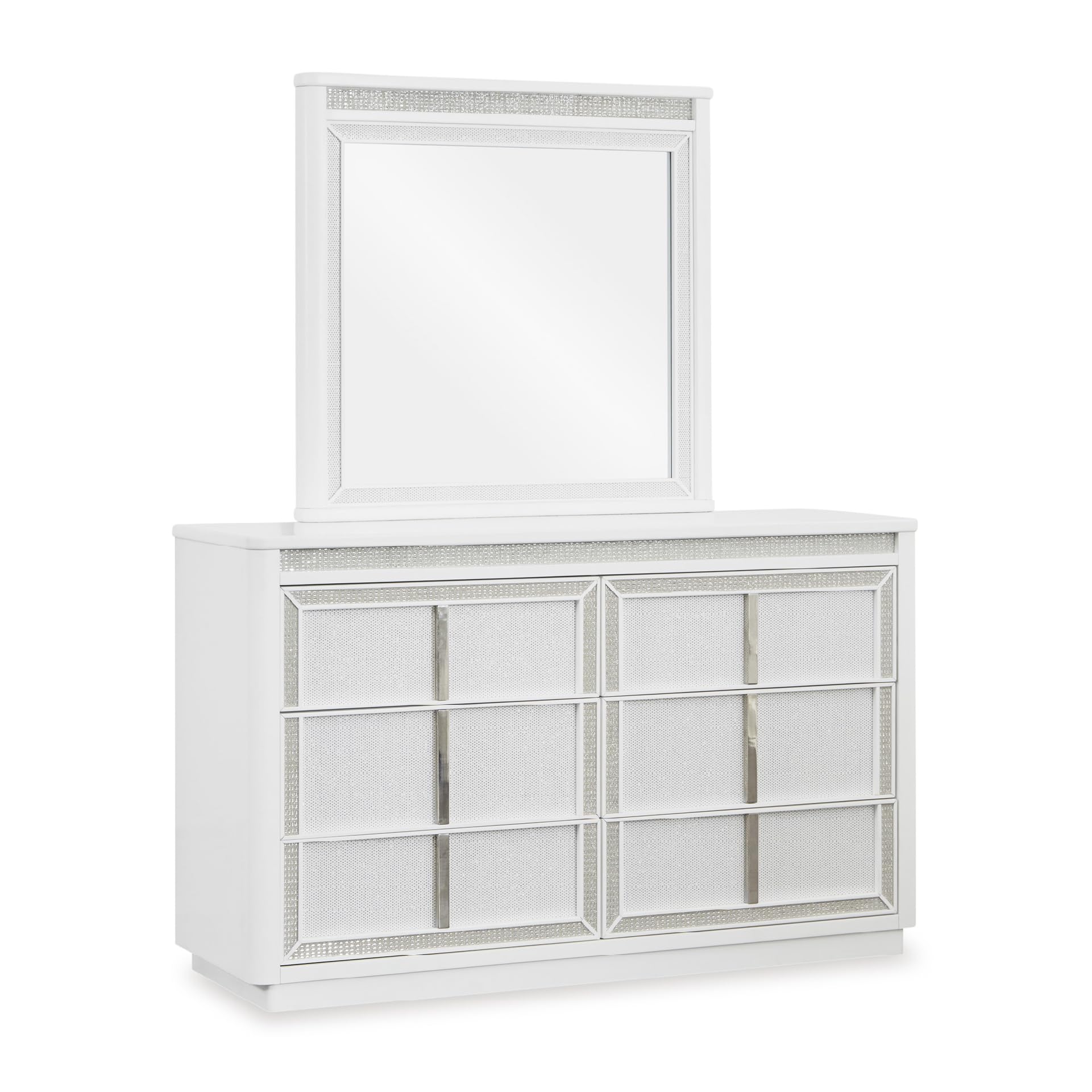 Signature Design by Ashley Chalanna 6-Drawer Dresser and Mirror, White