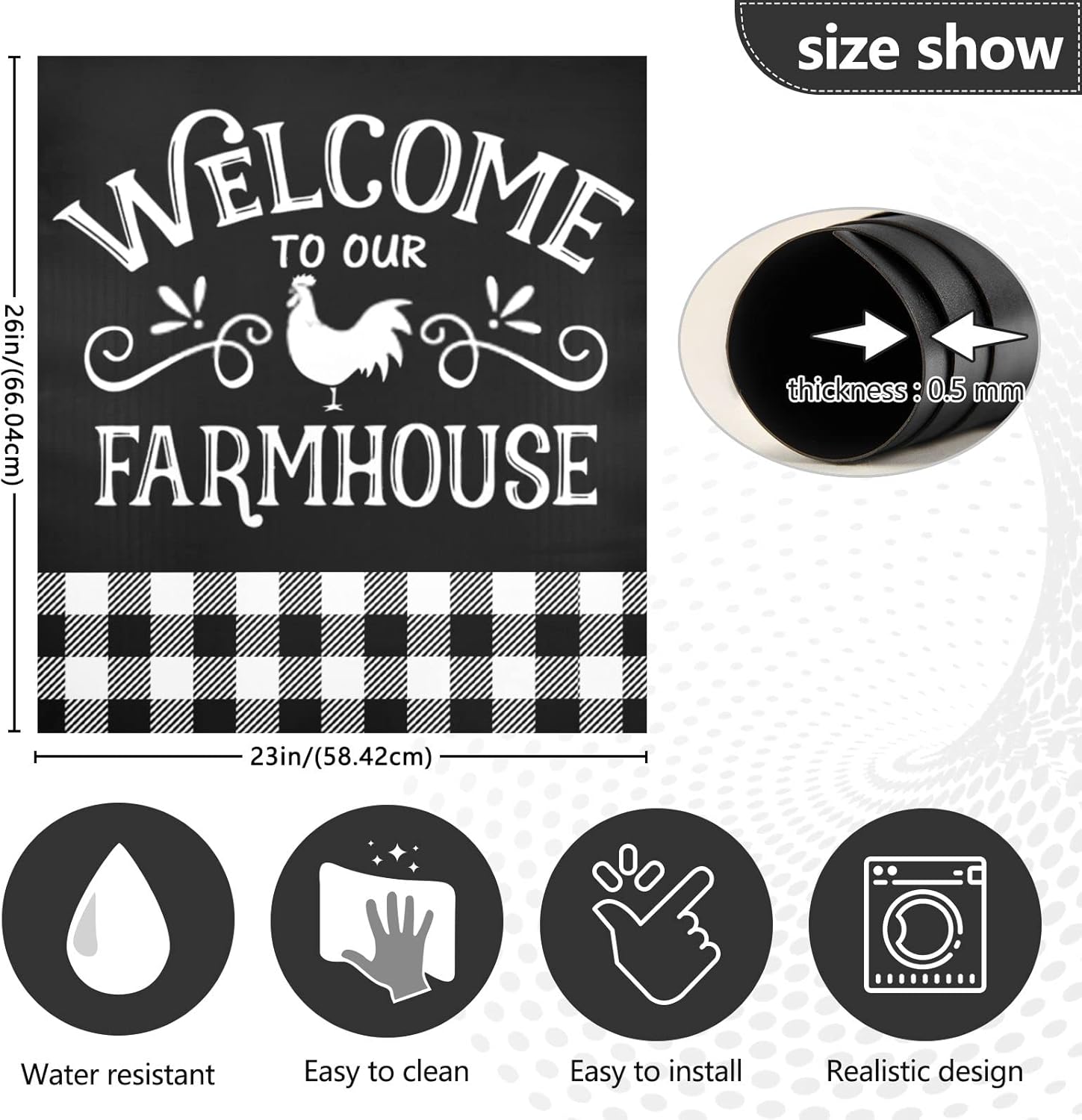 Buffalo Plaid Black Farmhouse Dishwasher Magnet Cover Easy Clean Magnectic Sticker Refrigerator Magnet Decor Fridges Door Magnet Sticker for Home Cabinet Decals Appliances 23"x26"