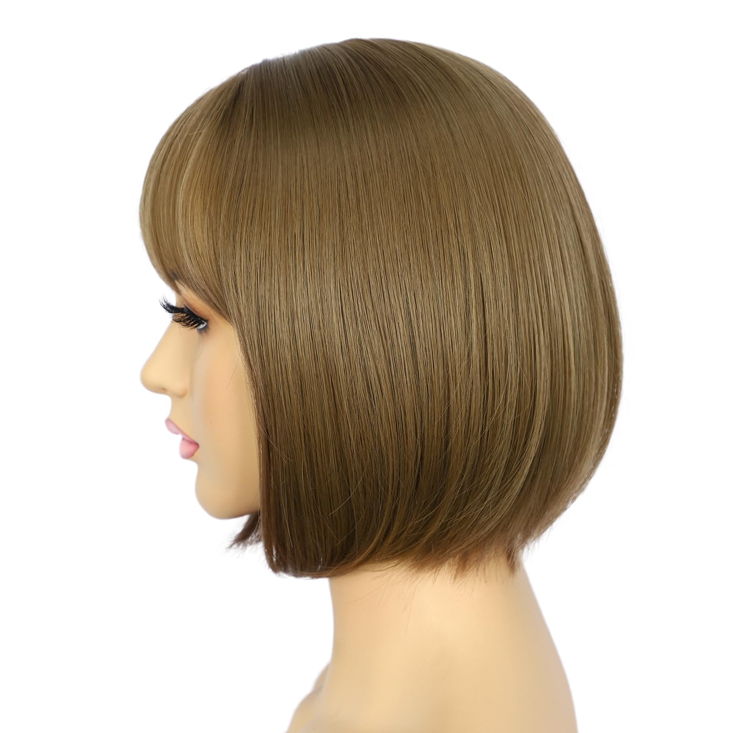 Sapphirewigs Brown Bob Wigs for Women Brown Bob Wig with Bangs Short Hair Daily Party Natural Looking 12 inch - Image 4