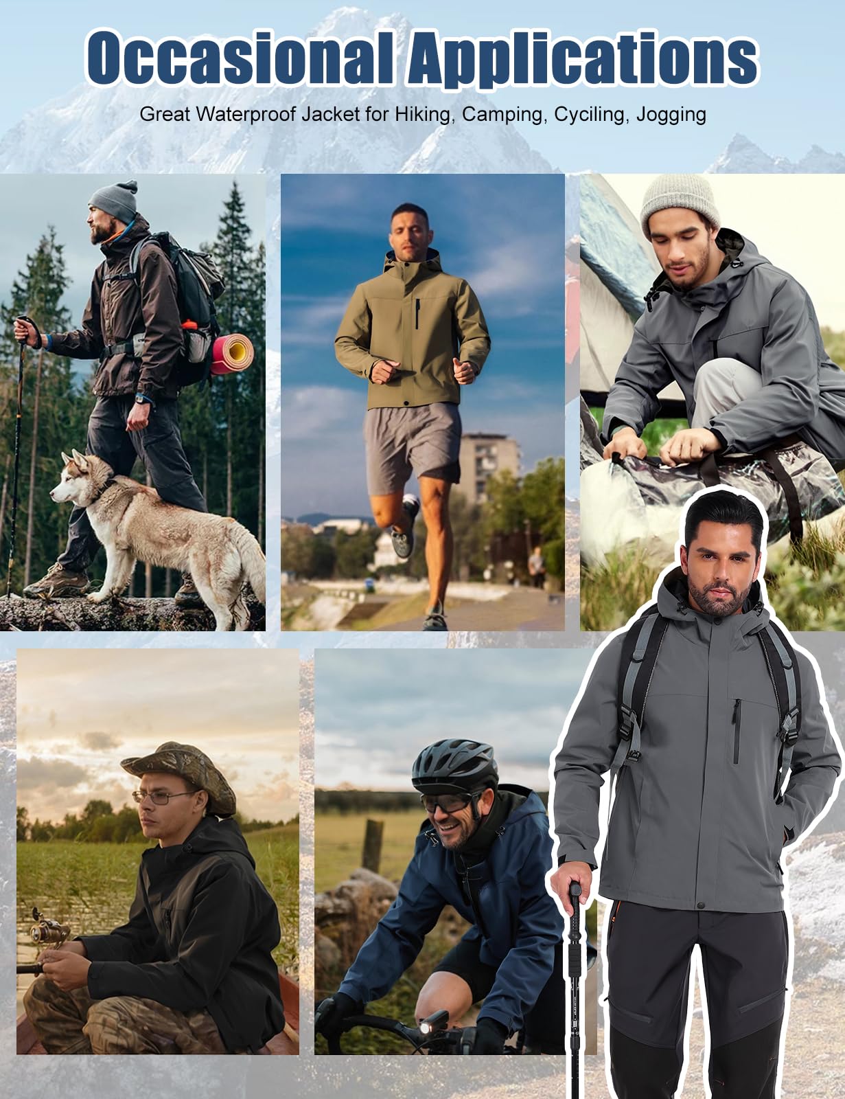 Svanco Giacca Impermeabile Antivento Uomo, Giubbotto Softshell Antipioggia Leggero per Trekking, Vento e Pioggia