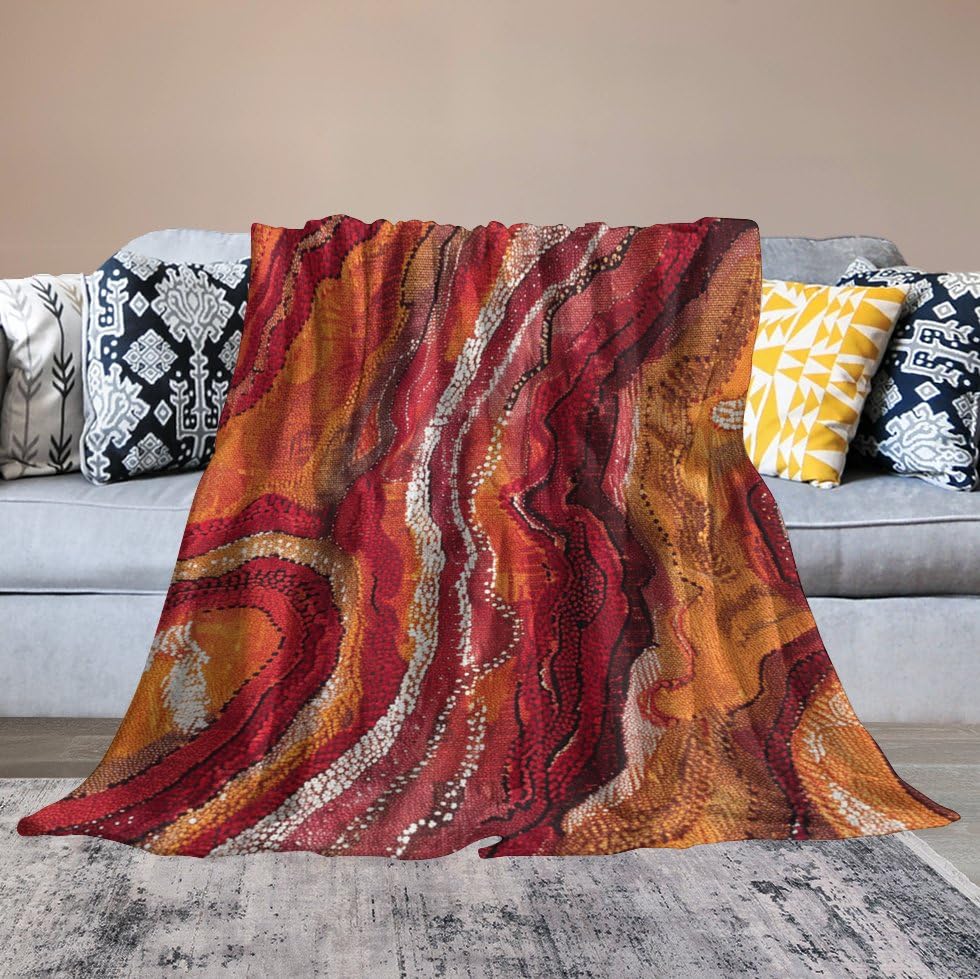 Couverture micro polaire chaude et légère, plaid flanelle rouge et orange pour toutes saisons