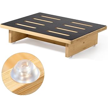 Roylvan Wooden Step Stool for Adults and Seniors 3.5 Inch One Step Footstool with Non-Slip Rubber Surface Load Capacity up to 450 lbs Portable Standing Aid for Bathroom Kitchen & Indoor/Outdoor Use