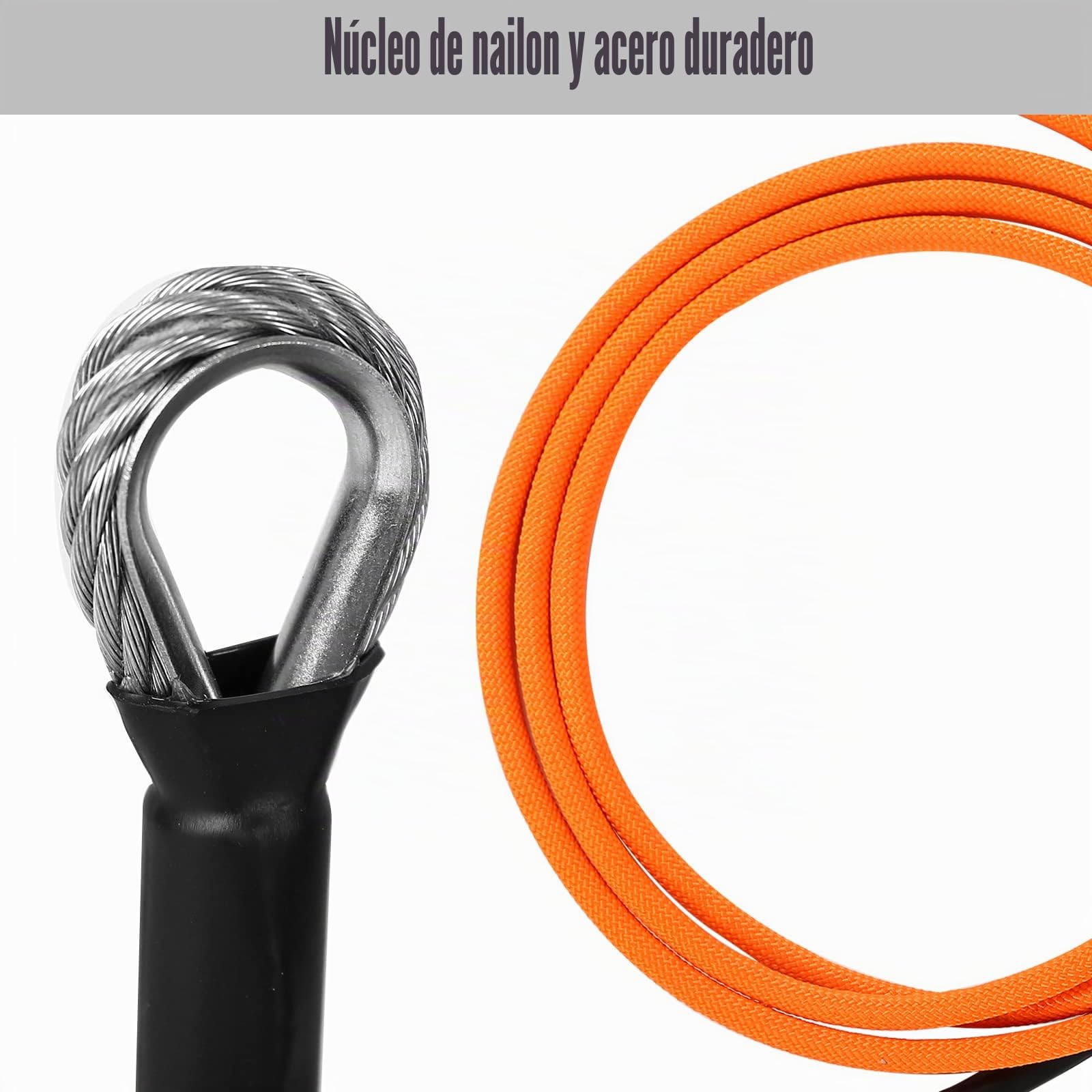 MENAYODA Kit de línea de hilo de acero con mosquetón de triple bloqueo, núcleo de alambre de acero de 12 mm, cordón ajustable para protección contra caídas, árboles y trepadores de árboles