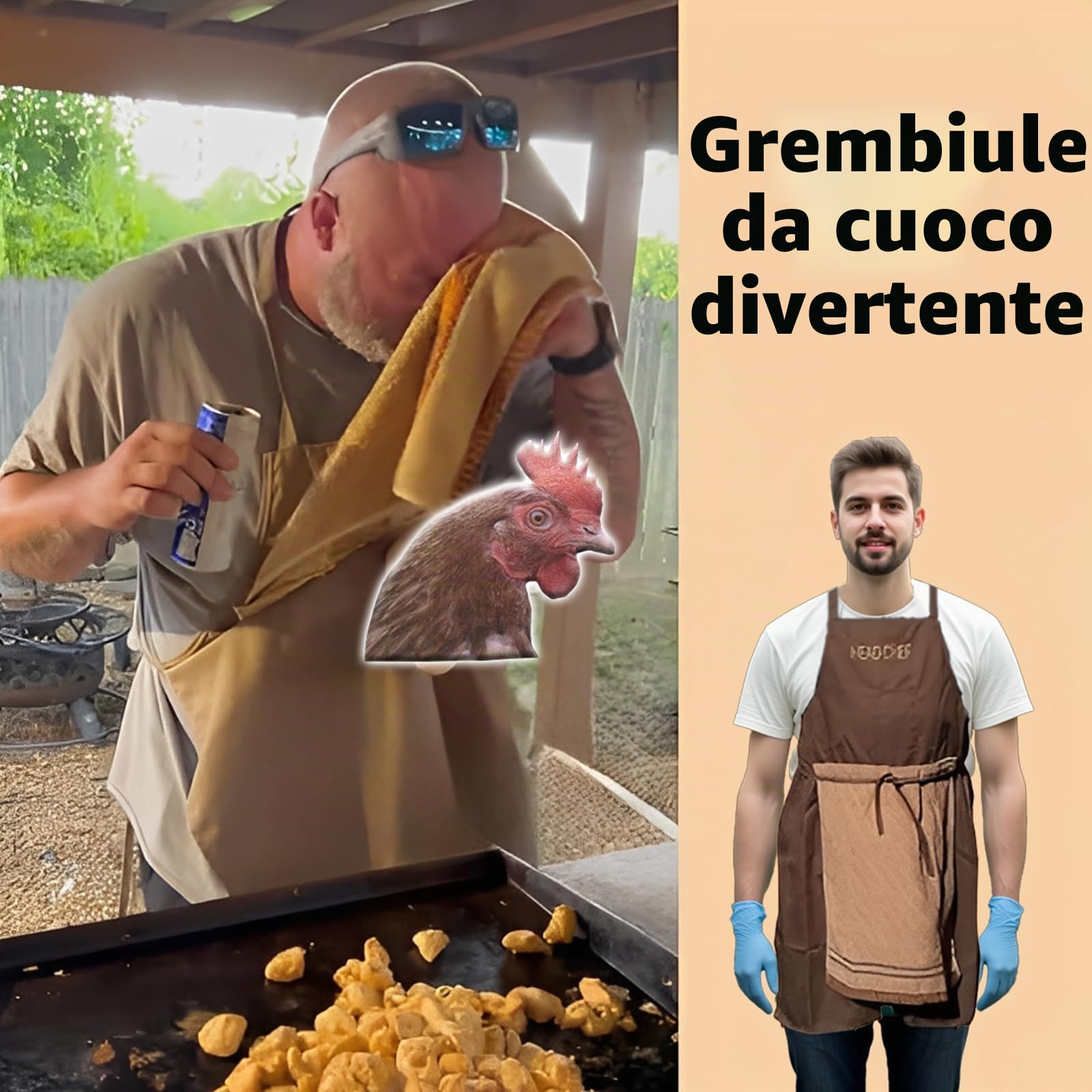 Grembiule da Chef Scherzoso, Grembiuli Divertenti e Creativi, Sorpresa Nascosta nella Tasca, Regalo Divertente per la Cucina