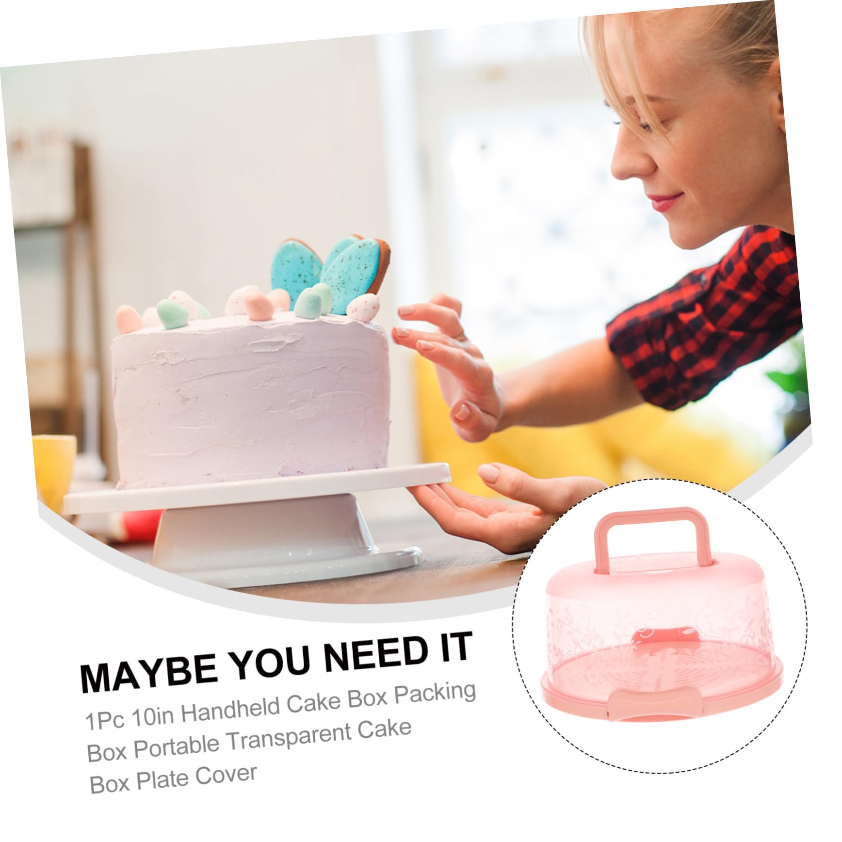 BRIGHTFUFU 1Pc Round Cake Carrier with Handle Portable Buckle Storage Box for Cakes Cookies and Pies for Bakeries Shops and Home Use Safe Simple Design