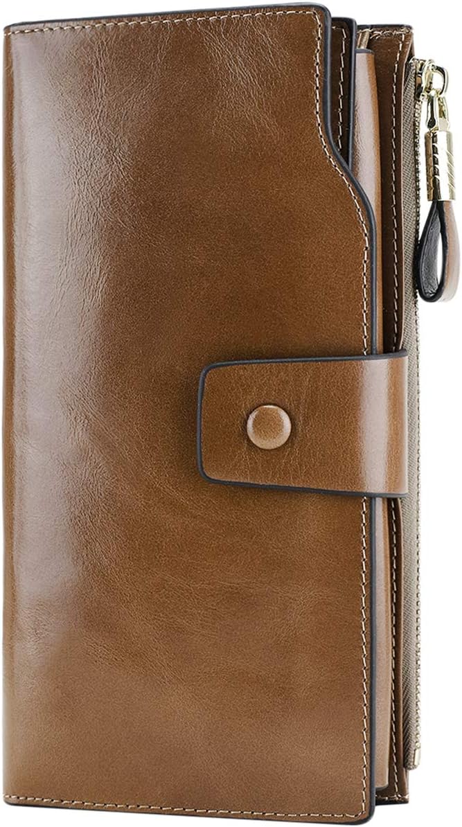 Itslife Women’s RFID Blocking Large Capacity Luxury Wax Genuine Leather Clutch Wallet Ladies Card holder Itslife Women’s RFID Blocking Large Capacity Luxury Wax Genuine Leather Clutch Wallet Ladies Card holder