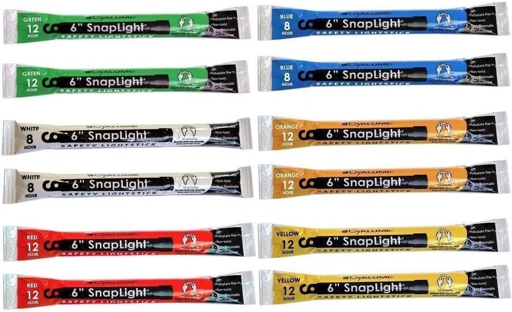 Cyalume 9-00741 Snap Light Stick, 6", Red/White/Blue/Green/Yellow/Orange (Pack of 12)