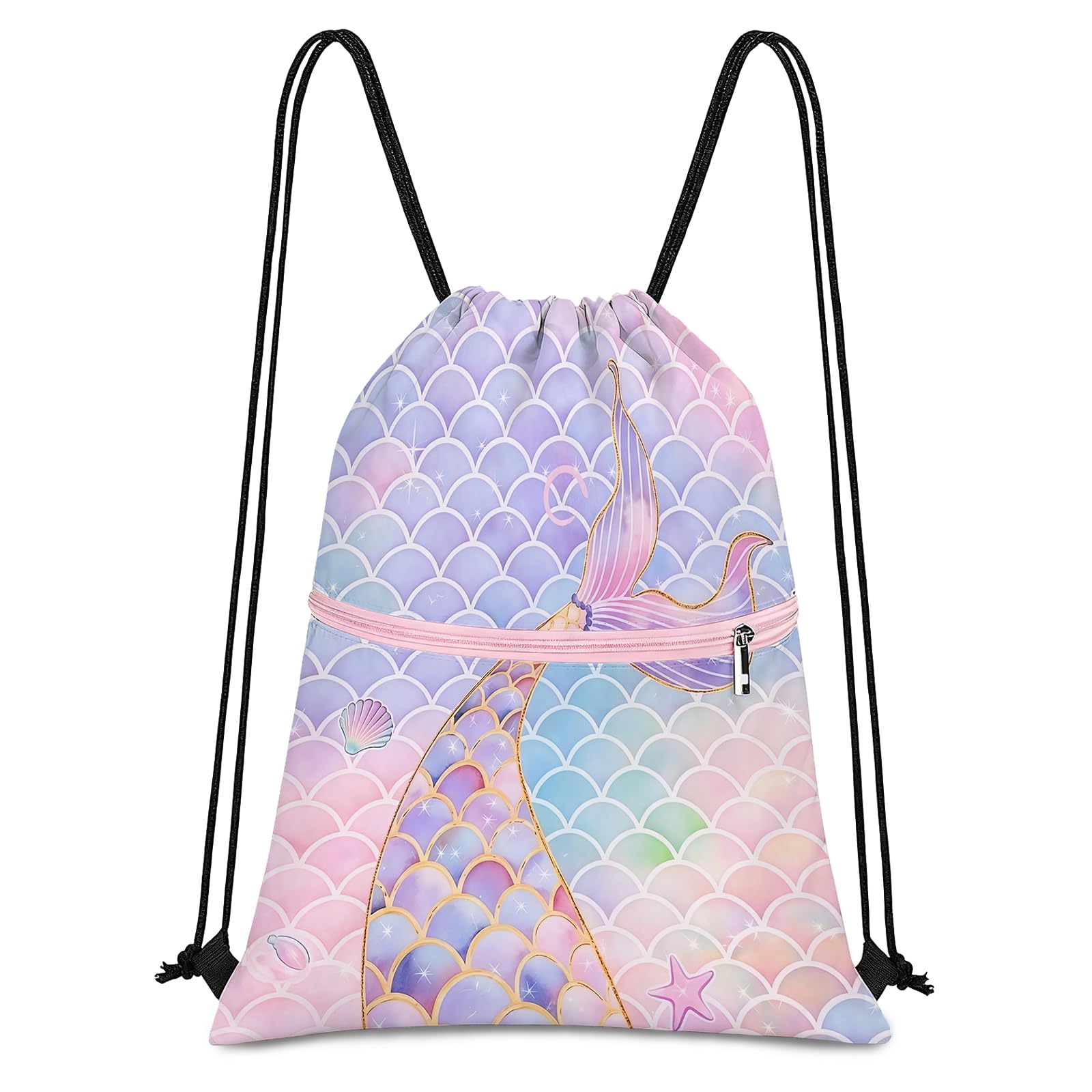 Komergave Drawstring Bags, Waterproof Gym PE Bag for Women Girls, Large Capacity Draw String Bag, Cute Coquette String Backpack for Travel School Beach Sports Swimming Pool Shopping Yoga Workout