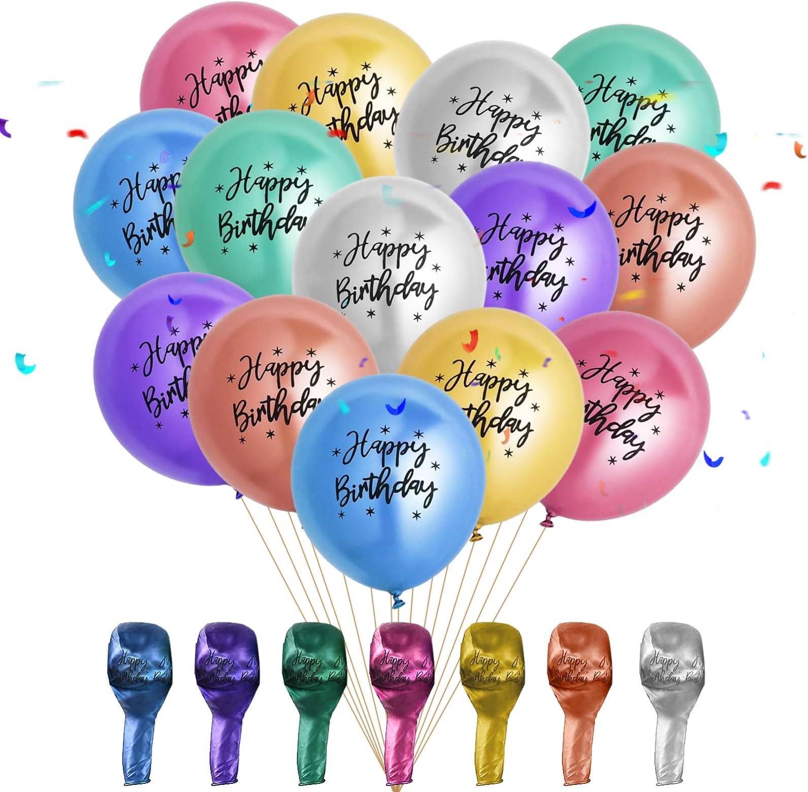 Happy Birthday Metallic Balloons,Birthday Balloons,12 Inch Happy Birthday Balloons,21 PCS 12 Inch Shiny Metallic Balloon Latex Balloon Happy Birthday Balloons,Balloons for Birthday Party Decorations