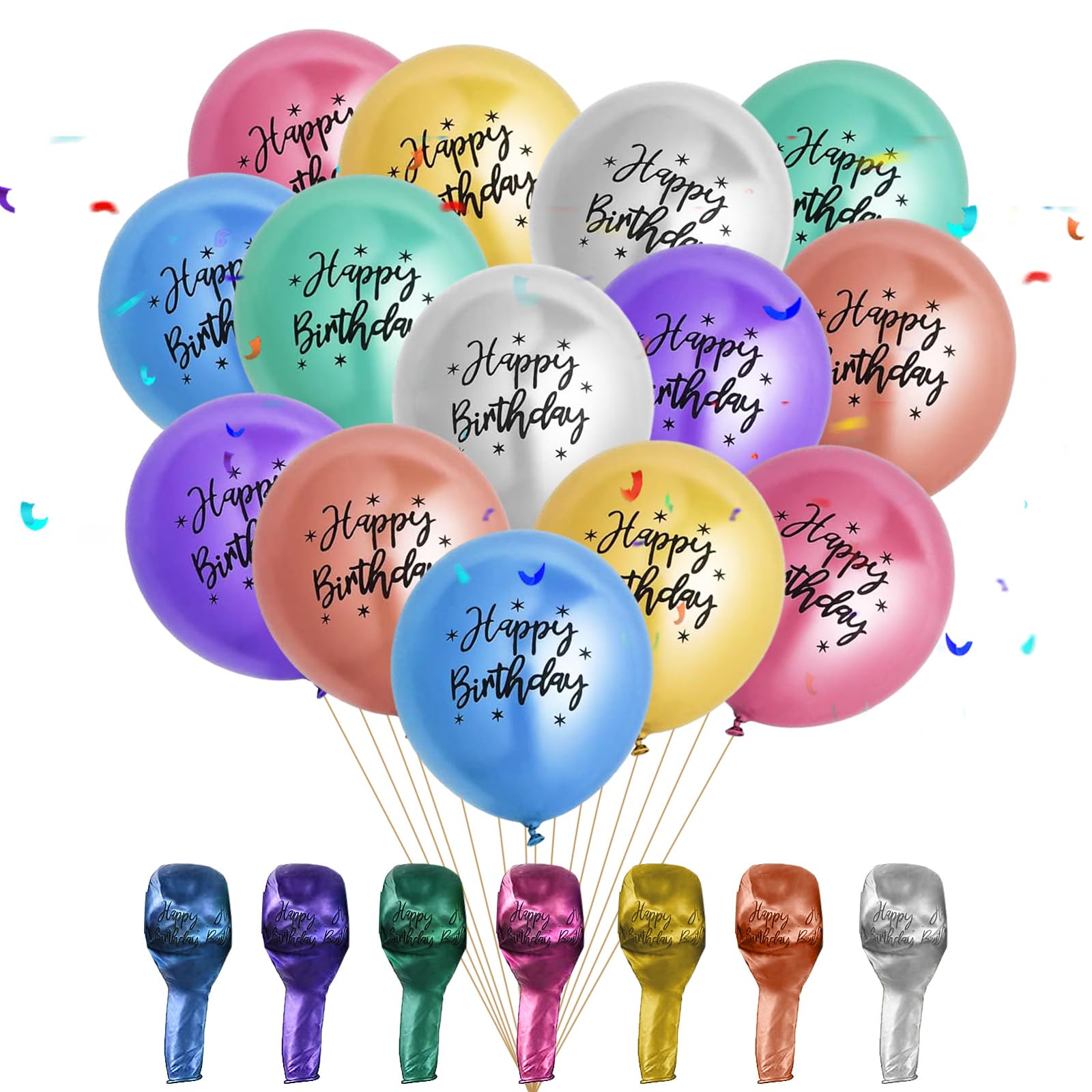 Happy Birthday Metallic Balloons,Birthday Balloons,12 Inch Happy Birthday Balloons,21 PCS 12 Inch Shiny Metallic Balloon Latex Balloon Happy Birthday Balloons,Balloons for Birthday Party Decorations