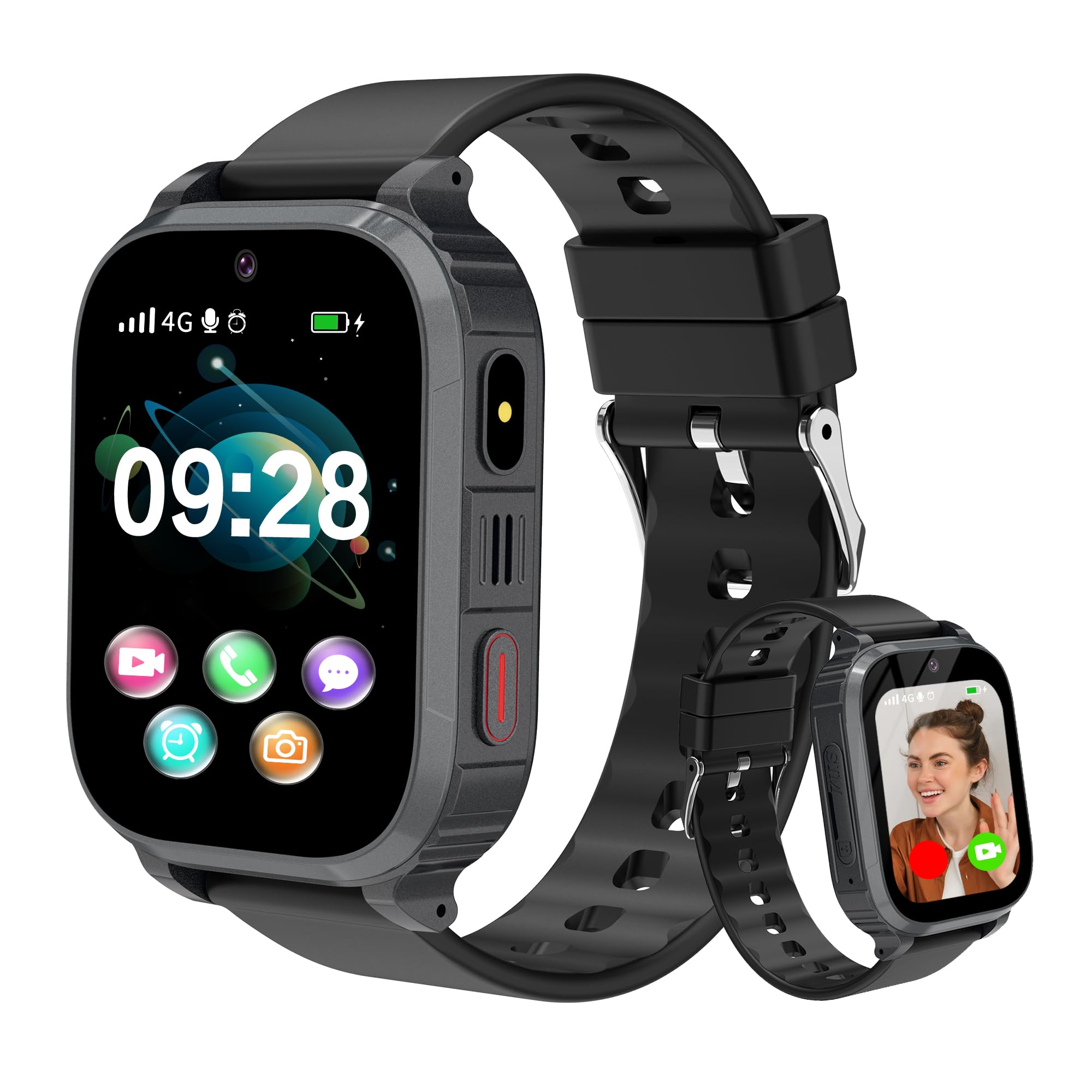 Smart Watch Child 4G GPS, Smartwatch Children with GPS and Calls, SOS, Video/Voice Chat, Class Mode, Calendar, Games, Alarm, IP68 Smart Watch Boys Girls Gift Birthday Christmas 4-15 Years