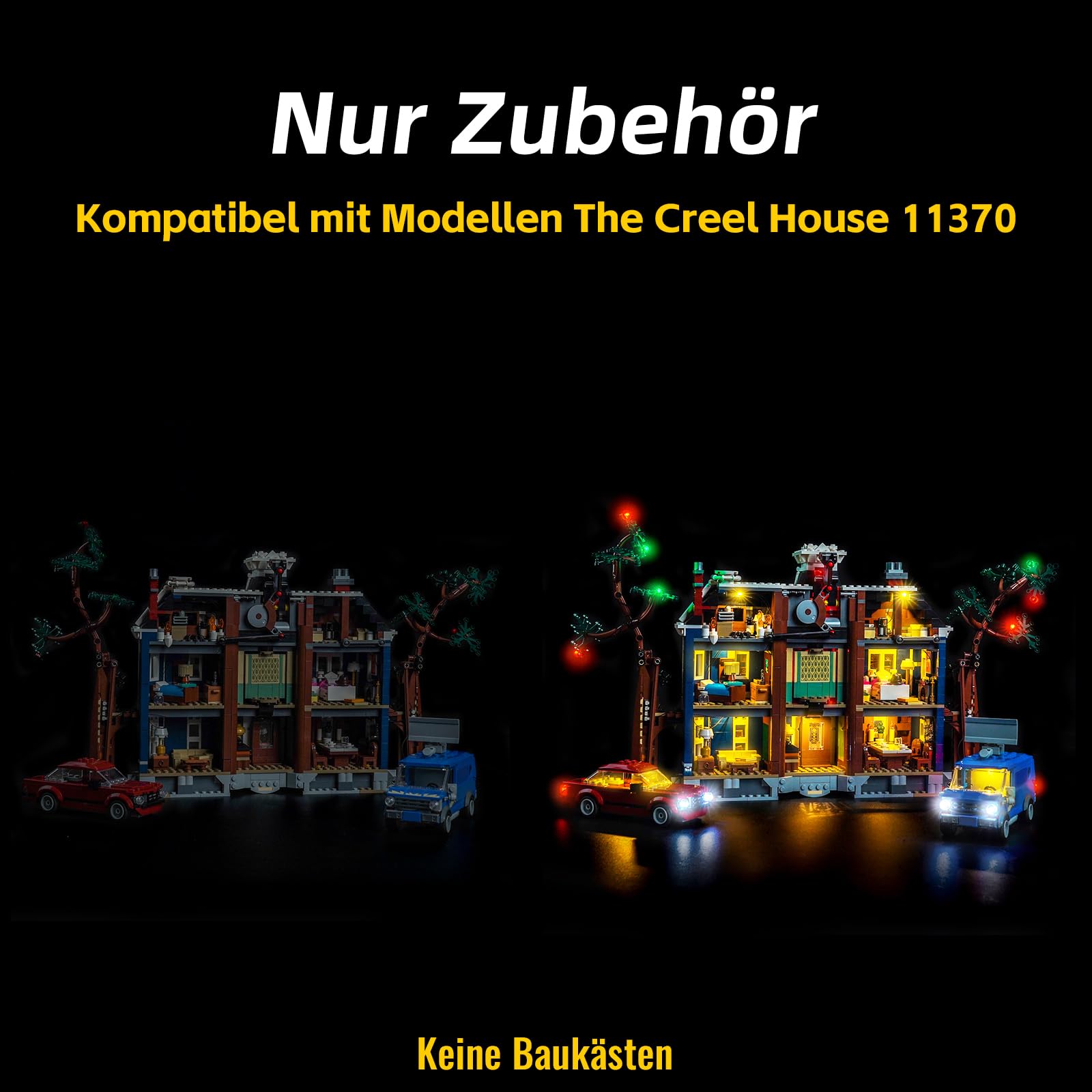 Jeu de lumières LED compatible avec Lego 11370 Stranger Things : The Creel House (pas un modèle), set d'éclairage décoratif compatible avec les briques Lego Stranger Things The Creel House - 4