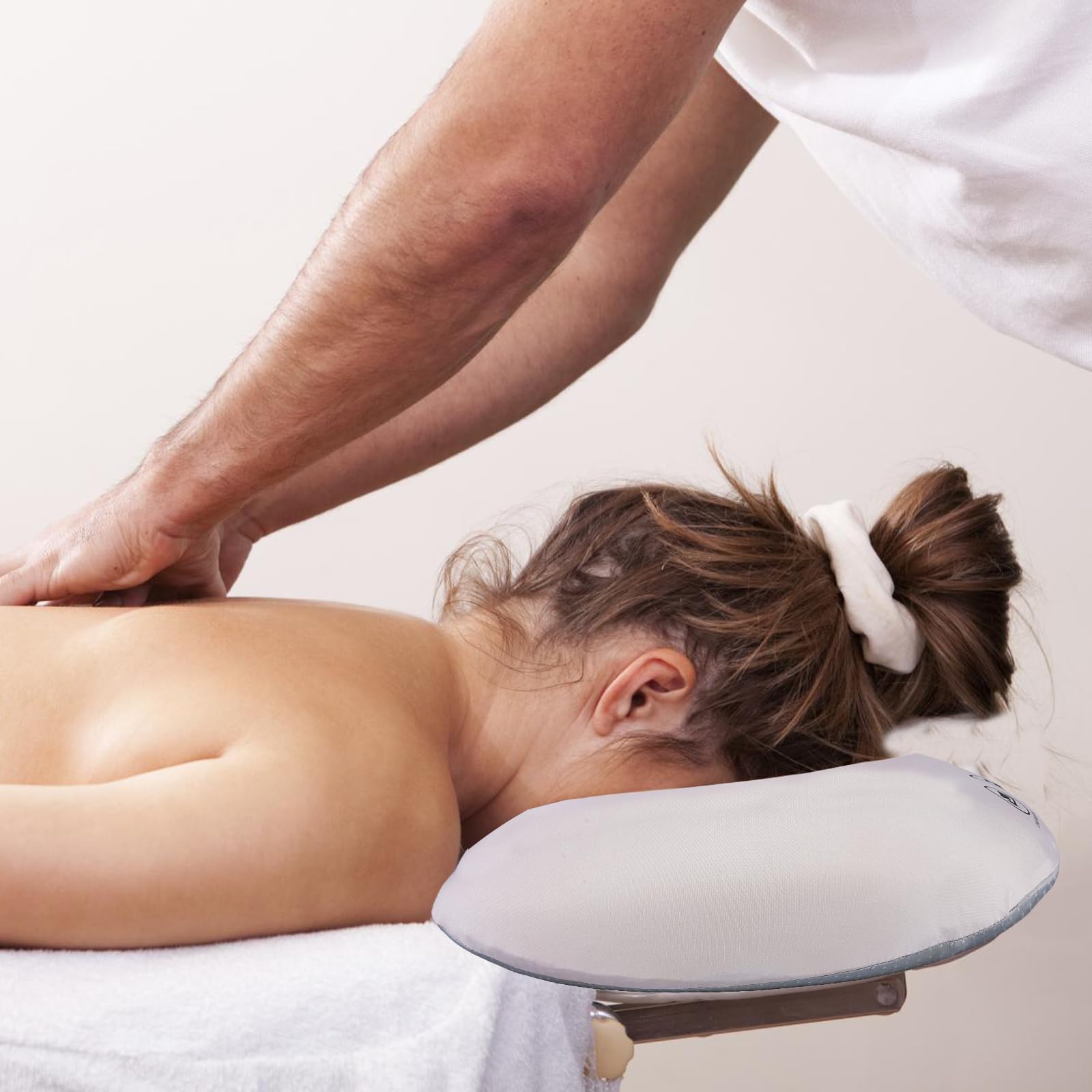 Cojín facial para masaje, reposacabezas para la cama, cojín facial para camilla de masaje, masaje en forma de U, cojín facial para spa salón de masaje, cama de tratamiento, color gris