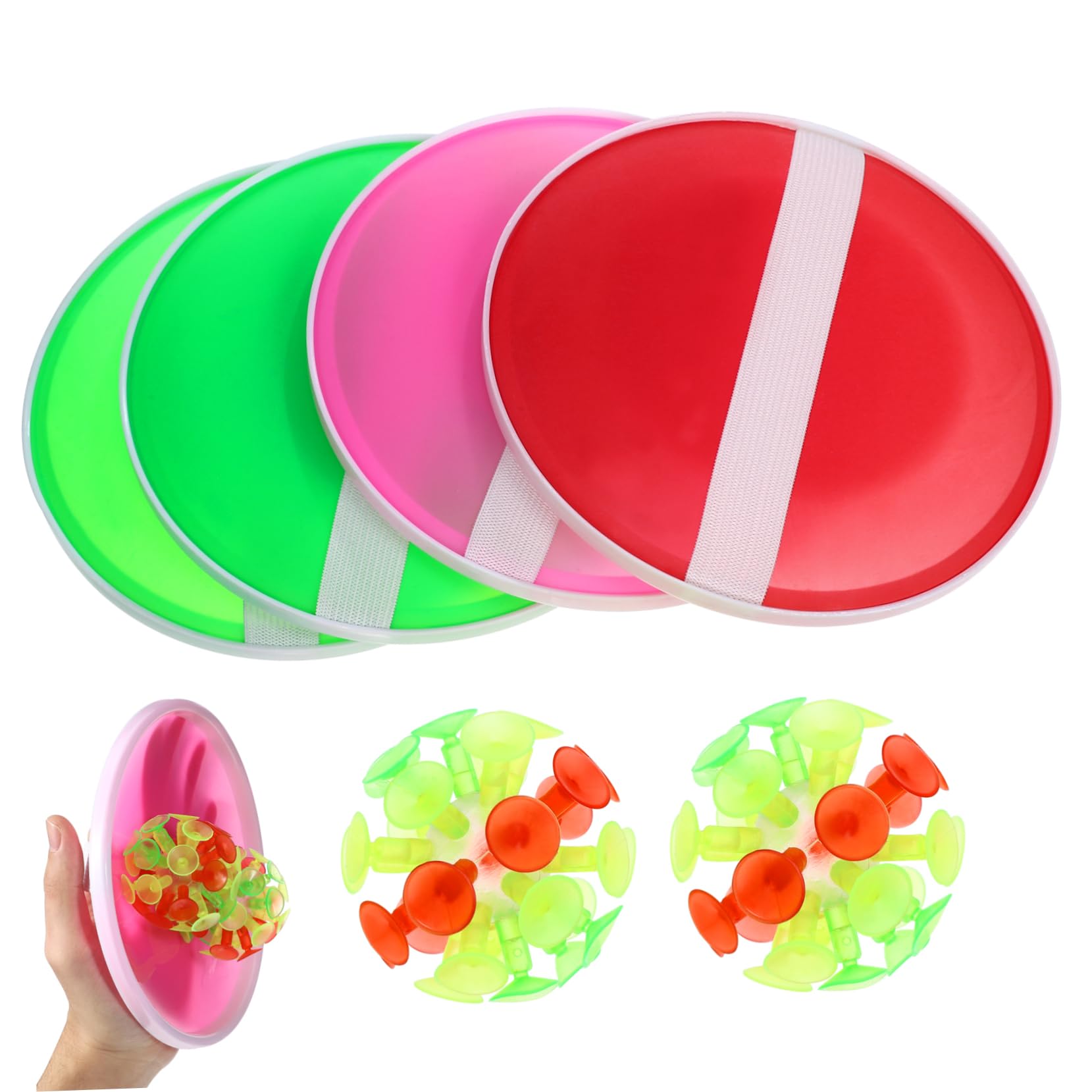 ibasenice Interactive Sticky Cricket Ball for Suction Cup with Balls for Outdoor Play and Family Fun Easy to Throw and Catch Material Random Colors