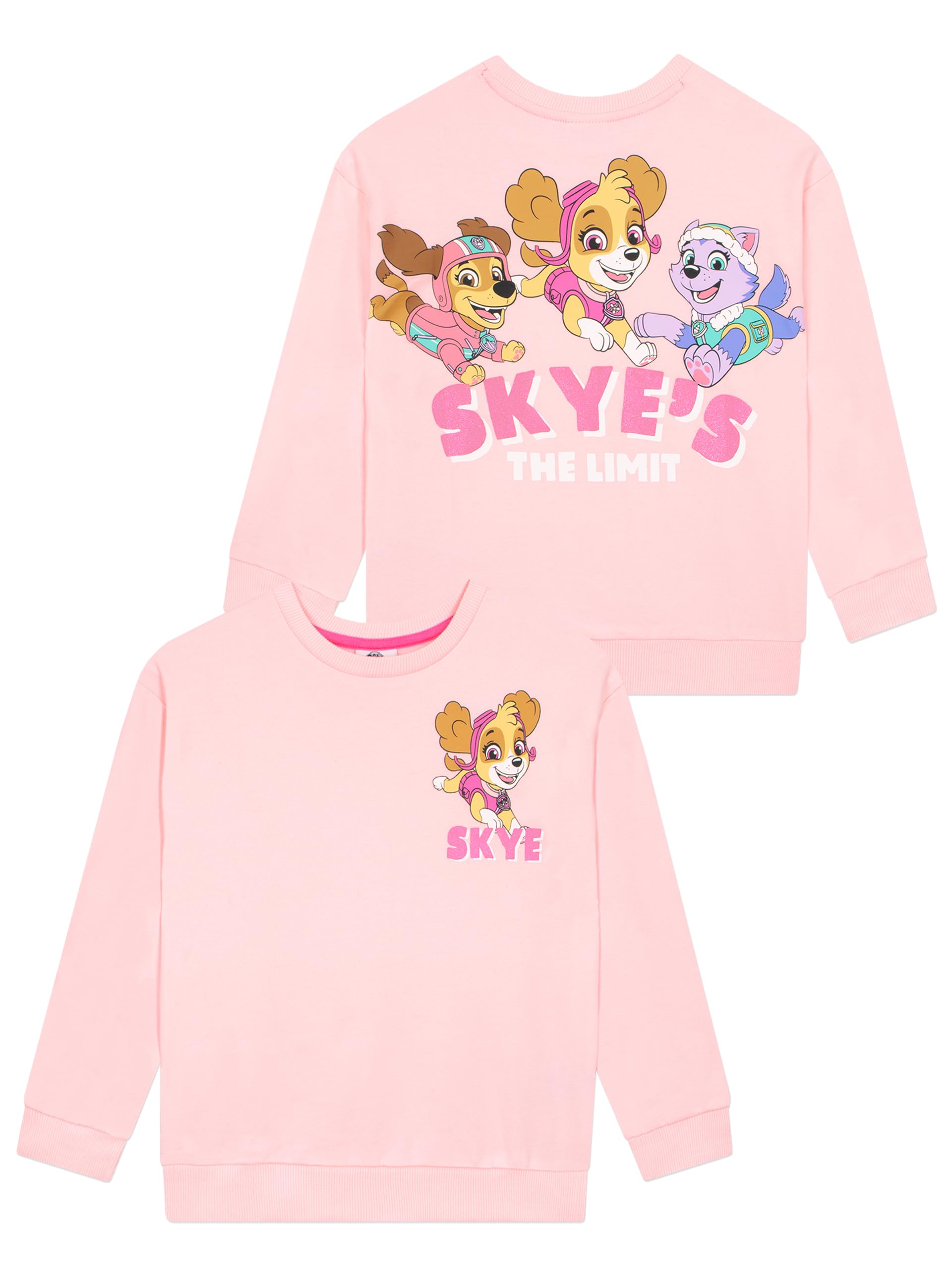 Paw Patrol Girls Pink Jumper | Sweatshirt | Skye ' Jumpers | Glittery Kids Sweatshirt | 7-8 Years