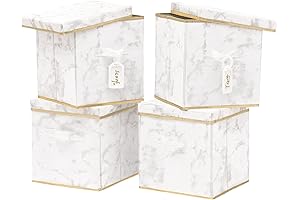 White and Gold Marble Storage Cubes