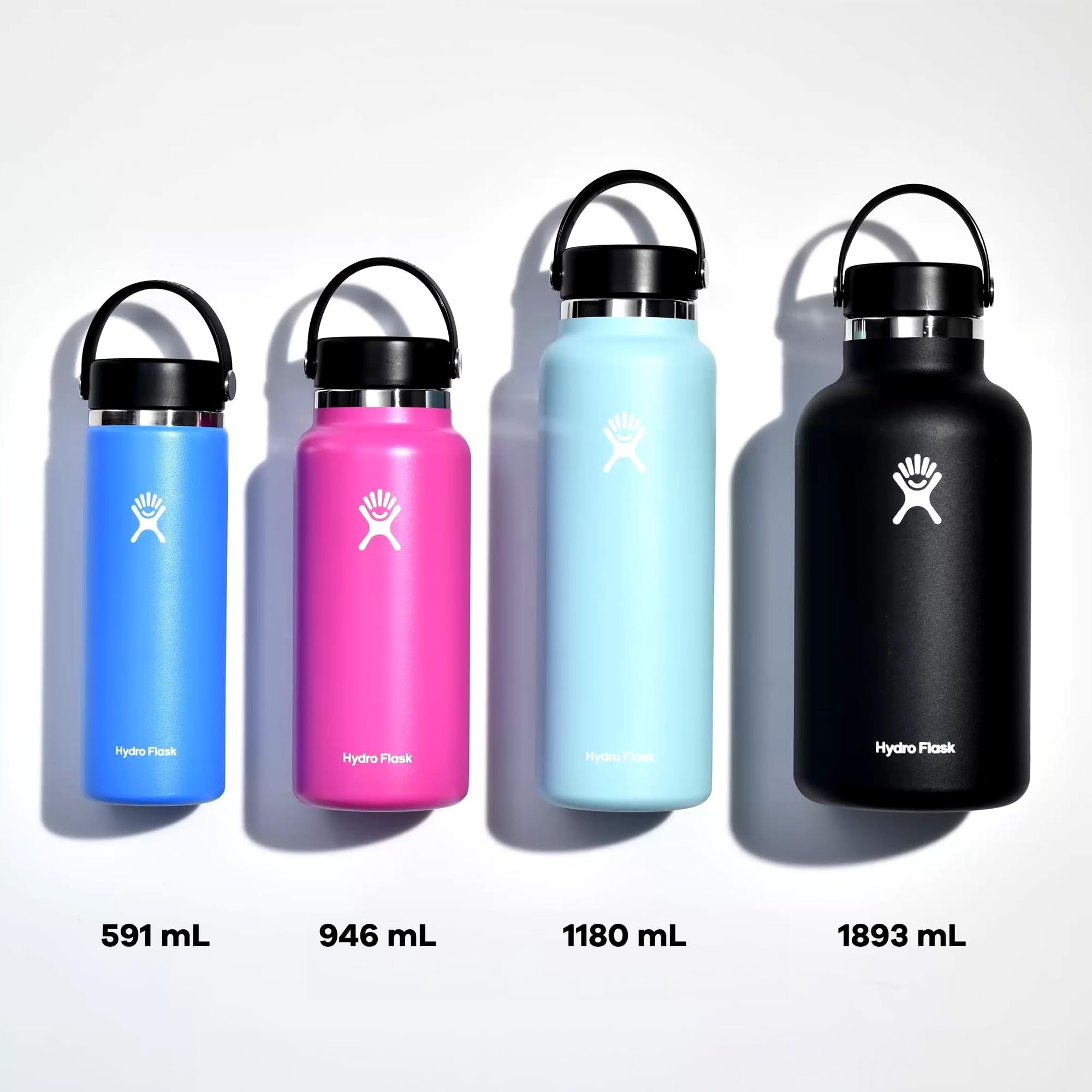 HYDRO FLASK - Wide Mouth - Trinkflasche 1180ml (40oz) - Isolierte Wasserflasche aus Edelstahl - Sportflasche mit auslaufsicherem Flex Cap-Deckel & Gurt - Thermoflasche Spülmaschinenfest - Cascade