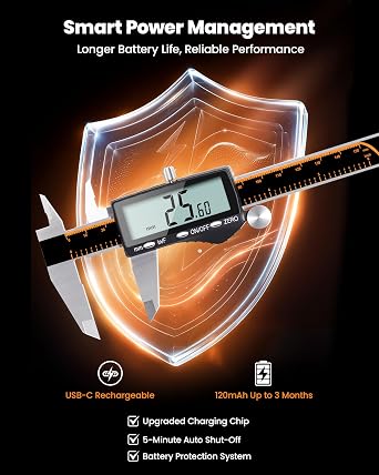 HARDELL Digital Caliper, Rechargeable Calipers with Large LCD Screen