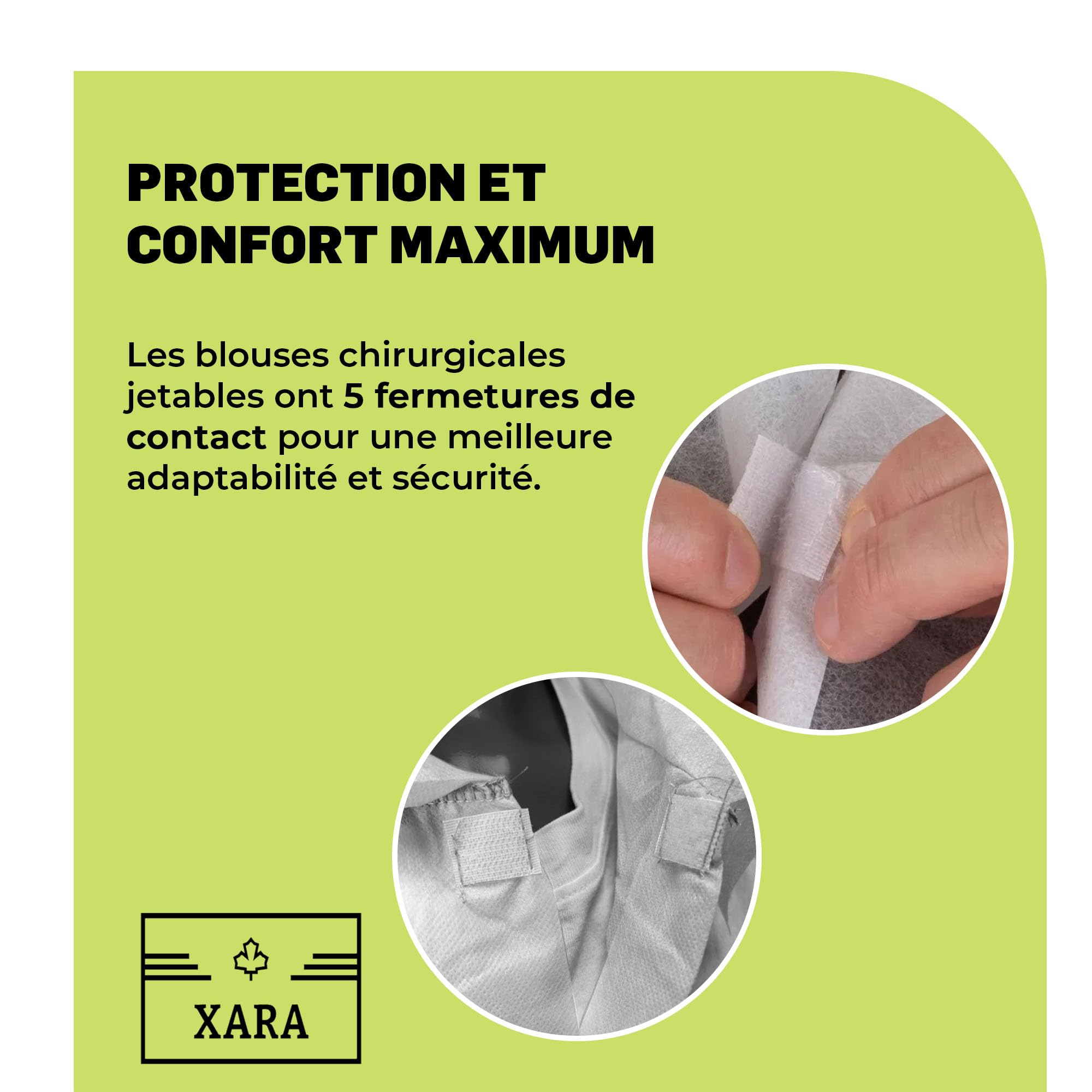 XARA Blouses Jetables Medical TNT avec Fermeture par Contact de 35 g - Lot 10 - Surblouse Jetable Respirant et Résistant - Protection et Hygiène - Taille Unique L - 105x127CM - Couleur Blanc