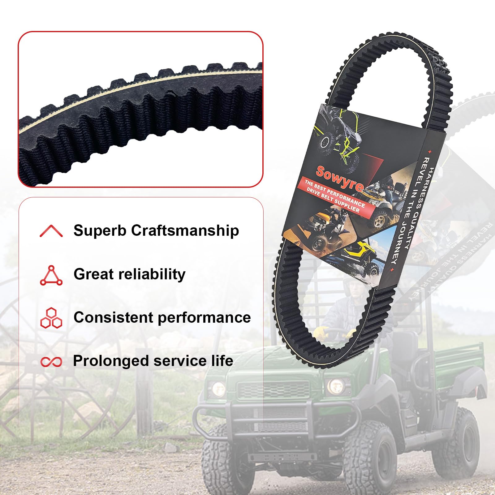 Drive Belt 59011-0011 For Kawasaki KAF400 Mule 600 610 SX 4X4 XC SE 59011 0011 P 32043295 - View #8