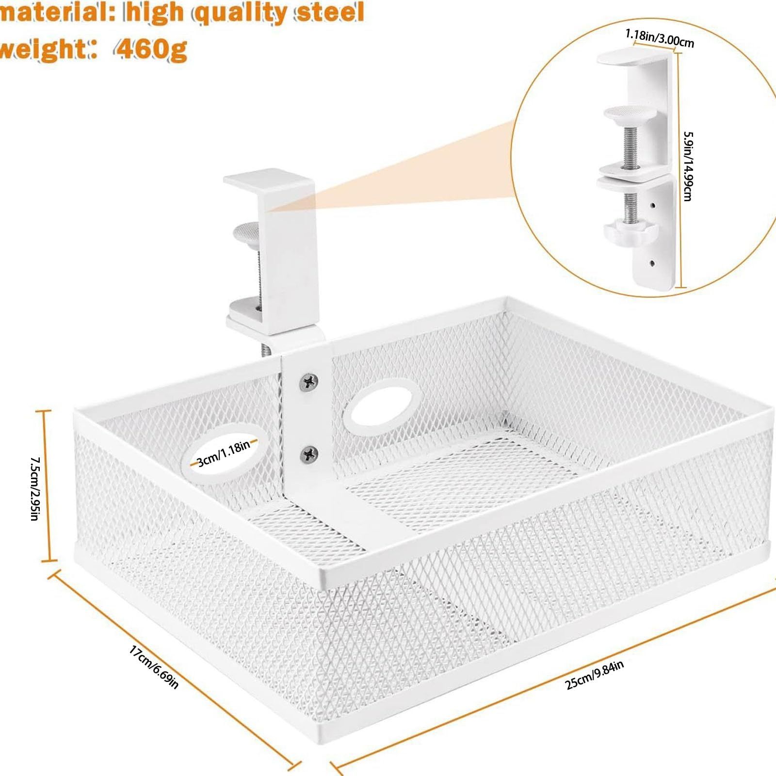 Organizer da scrivania con rotazione a 360 gradi, grande capacità, per cassetti, in filo metallico