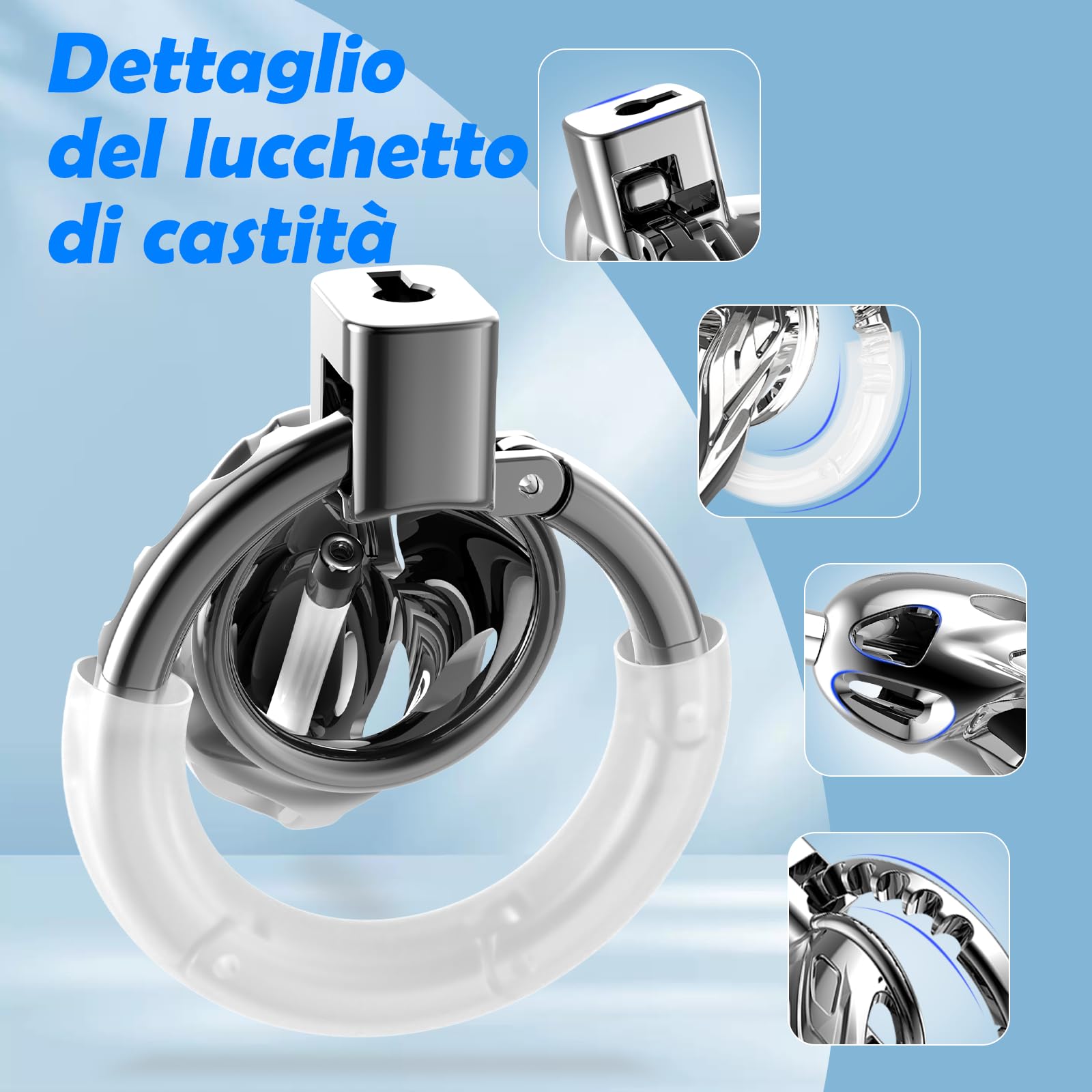 Male Chastity Cage Gabbia di castità maschile giocattoli sessuali per adulti, Himitsuna grande e leggera con catetere uretrale morbido e 7 misure regolabili, attrezzatura per bondage BDSM per uomini