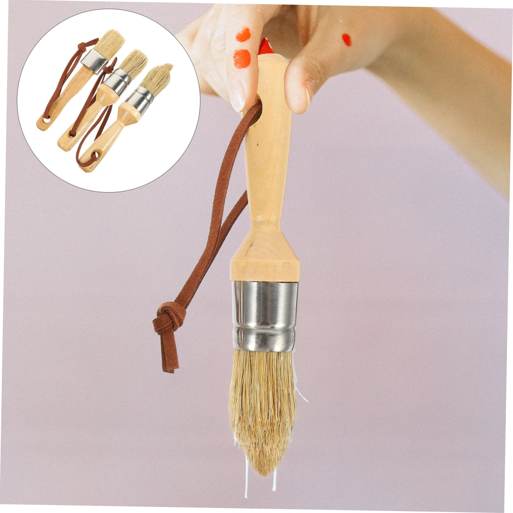 Operitacx 9 Pièces Brosse Ronde en Hêtre Pinceau pour Meubles Pinceau De Ménage Brosse à Cire Ronde Aquarelle Mural en Bois se à Cire pour Meubles x Vernis Majeur