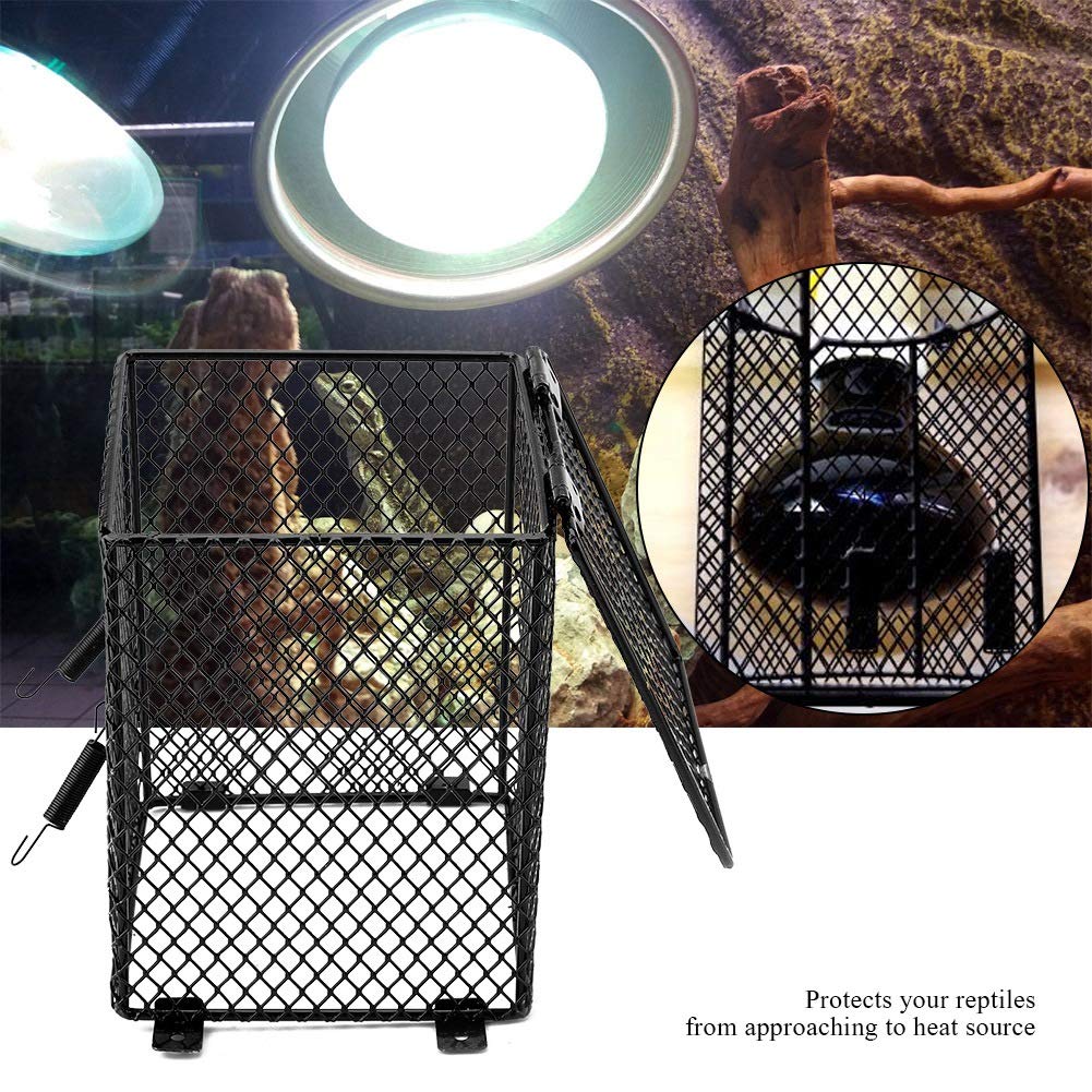 Pssopp Reptile Heater Guard Anti-Scald Heating Bulb Lamp Enclosure Cage Protector Heat Light Mesh Cover Lampshade for Day Night Lights Ceramic Light Bulb Spotlight(Cubiod) - Image 2