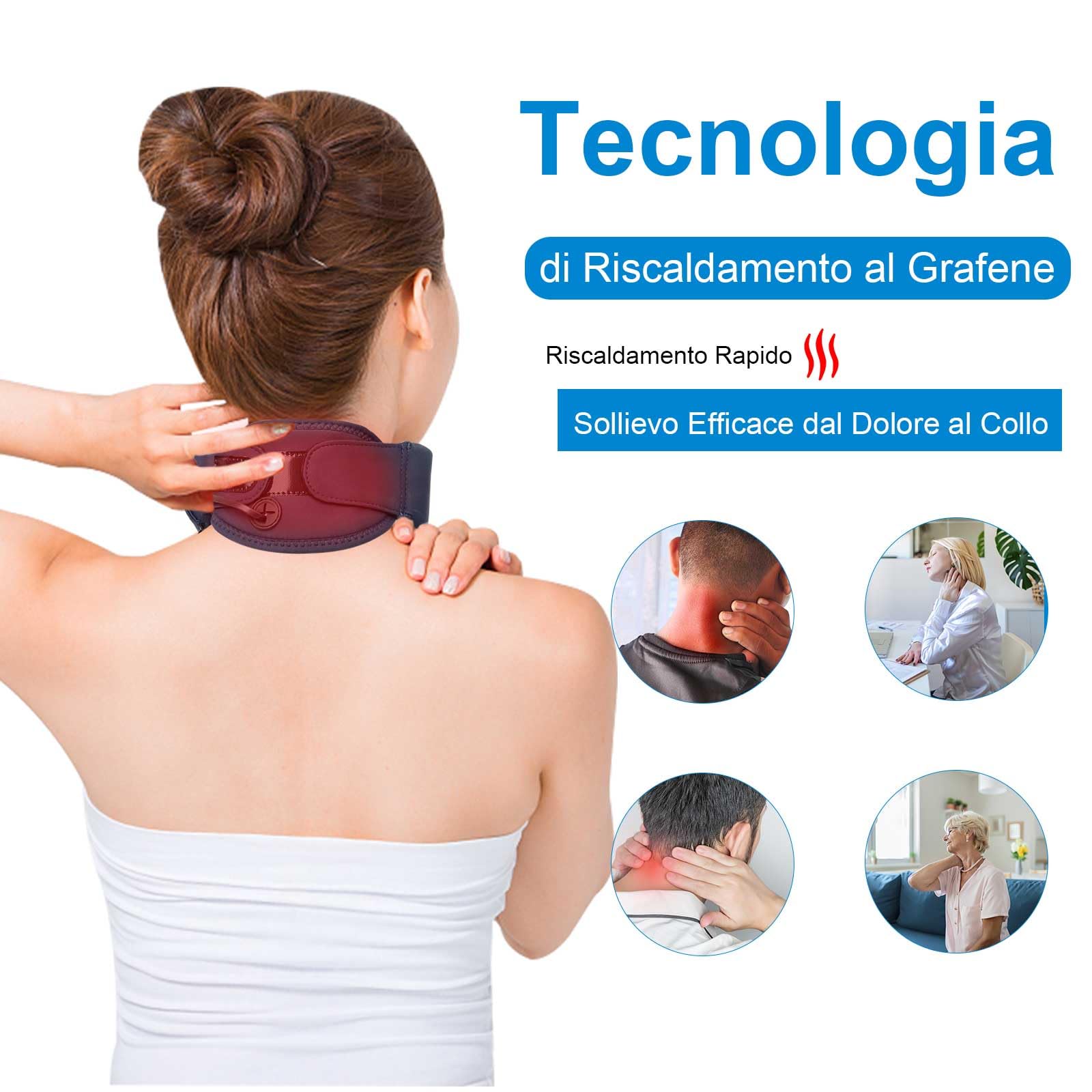 HONGJING Supporto per collo riscaldato per dolori al collo e sostegno, collare in schiuma morbida con riscaldatore, per avvolgere Align Stabilize