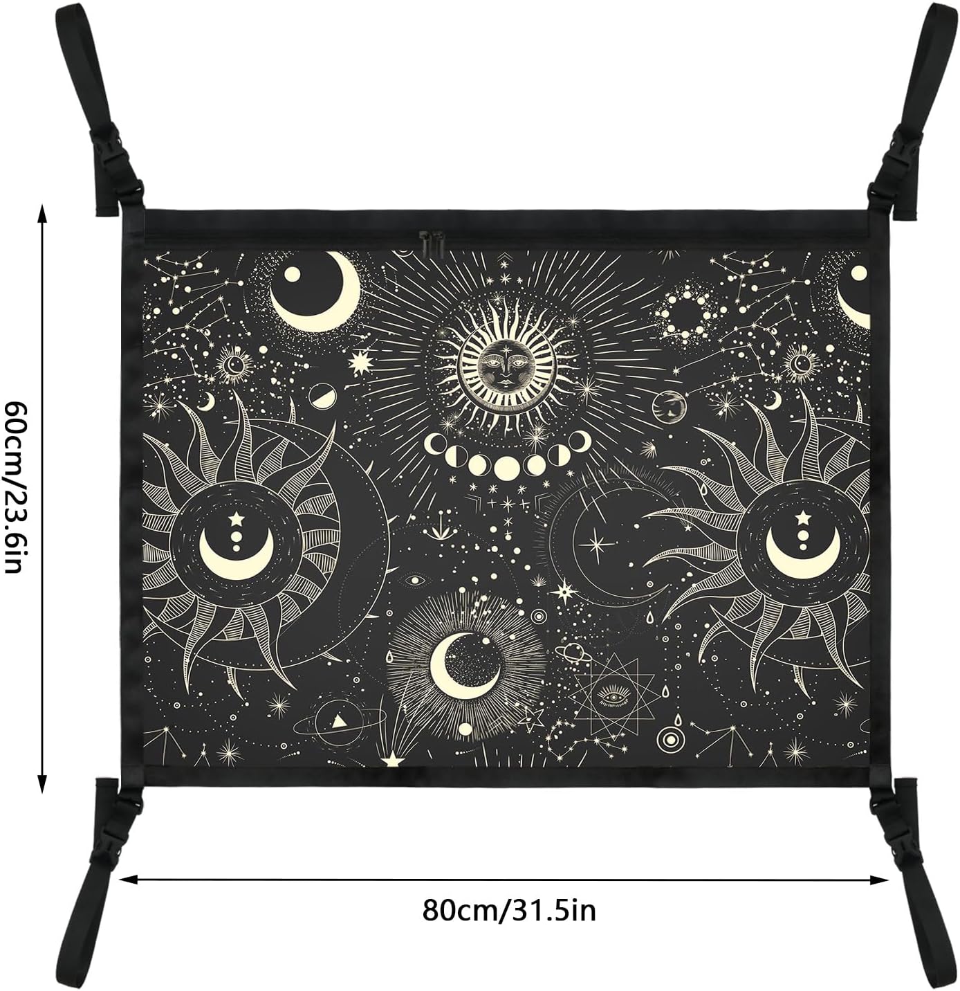 Planet Car Ceiling Cargo Net Pocket Hanging Storage Bag with Zipper 31.5"x21.6" Double-Layer Mesh Car Roof Storage Organizer Long Road Trip Truck SUV Travel Camping