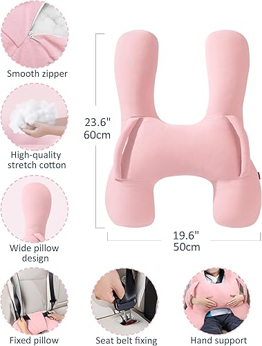 Vista 33 de BEBAS Almohada de viaje para niños en forma de U para automóvil, accesorios de viaje para niños y adultos, suave y transpirable, soporta la cabeza