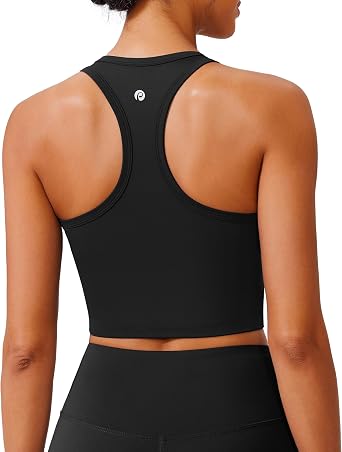 PINSPARK Sports Bra Longline Racerback Tank Tops for Women Padded Workout Yoga Top