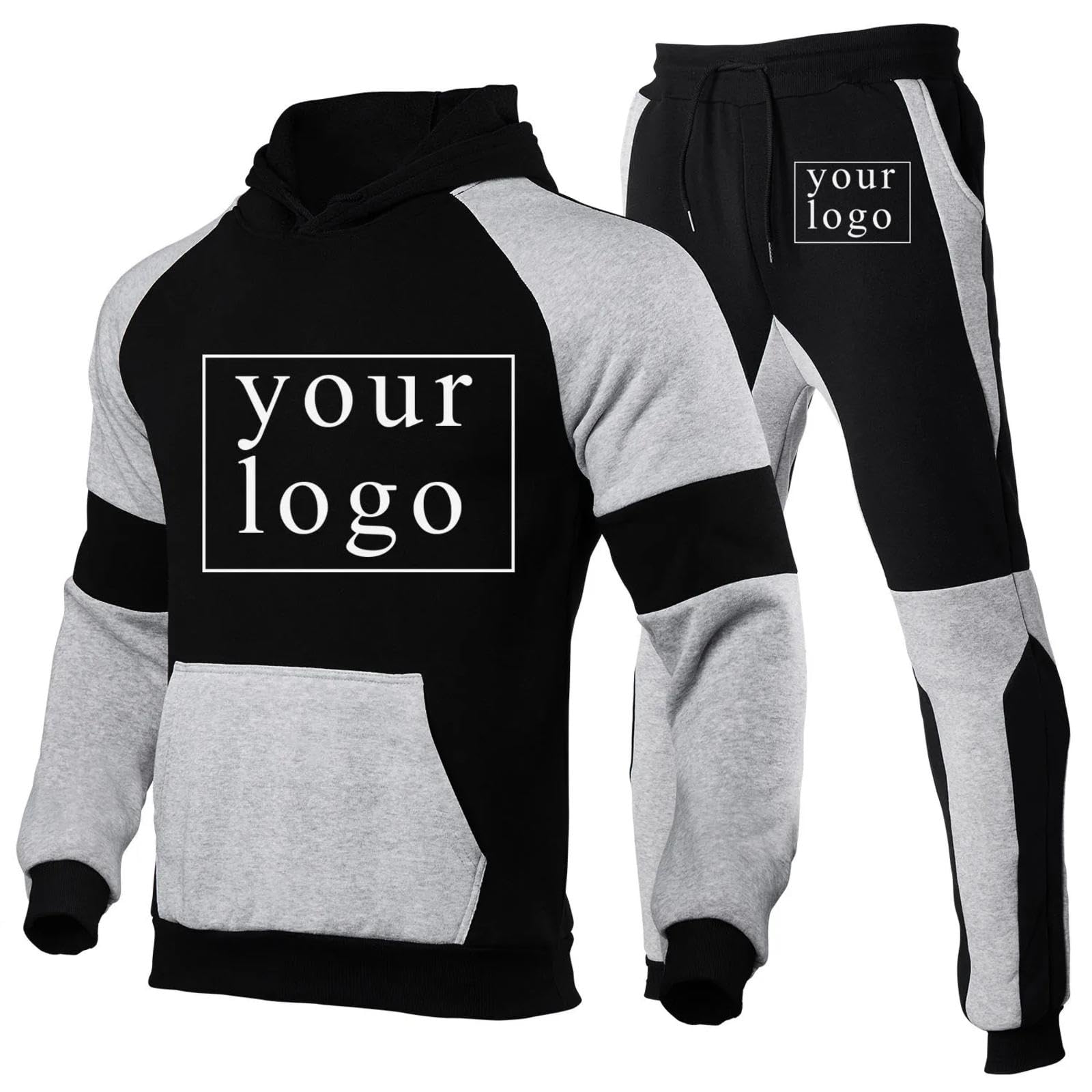 Tuboshu Custom Hoodie Sweatshirt Personalized Men Women DIY Logo/Text/Picture Jogging Pant Set Casual Patchwork Pullover and Sweatpants