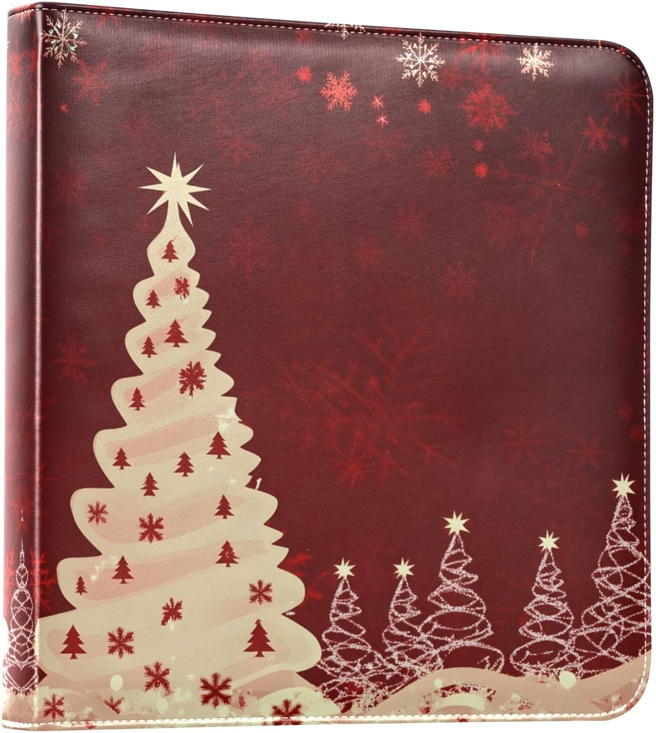 JIPONI Red Christmas Tree Large Photo Album, DIY Leather Cover Scrapbook Albums for 4x6 5x7 6x8 Pictures, Self Adhesive Memory Book for Wedding, Baby, Family