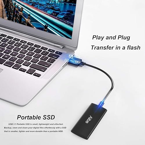 Miniatura 2 de Aiibe Disco duro externo SSD 256GB Disco duro externo USB C SSD portátil, hasta 500MBs, USB 3.1, unidad externa de estado sólido 256 GB para laptop,