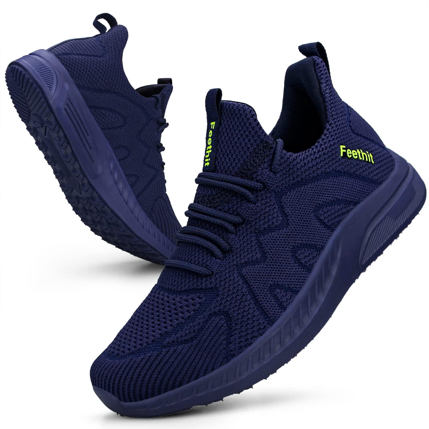 Photo 1 of Feethit Womens Slip On Sneakers Walking Tennis Shoes Lightweight Workout Sneakers for Gym Travel Work Navy Blue Size 9