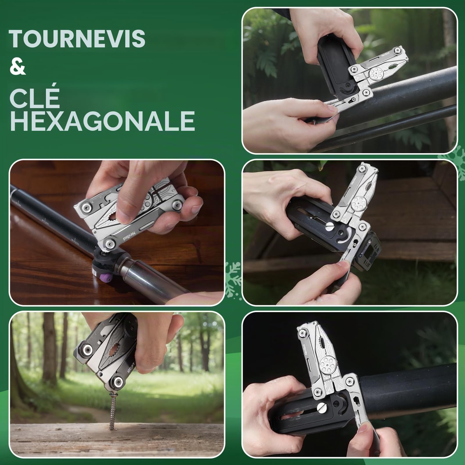 NexTool E30 Multitool Pliable Multi-Outils pour Cartes de Crédit 20 en 1 En Acier Inoxydable avec Pinces, Couteau, Décapsuleur, Clé Hexagonale, Compacte et Règle, Outils EDC pour Homme
