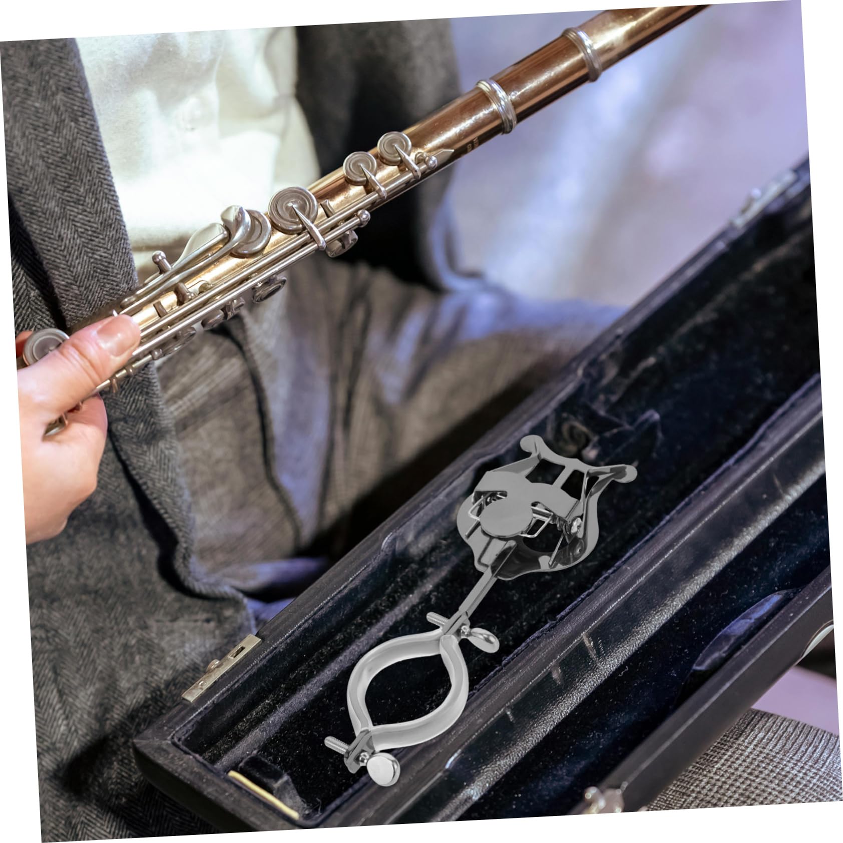 Clip Musical Portátil para Clarinete Lira y Oboe Soporte para Banda de Música Pinza para Partituras de Clarinete Carpeta para Uso Conciertos