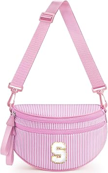YOOLIFE Crossbody Bags Bum Bag for Women Teen Girls, Initial Cross Body Handbags Wallets Purse Fanny Pack for Girls Travel Purse, Birthday Gifts for 10 11 12 13 14 15 16 17 Year Old Girl, Pink S