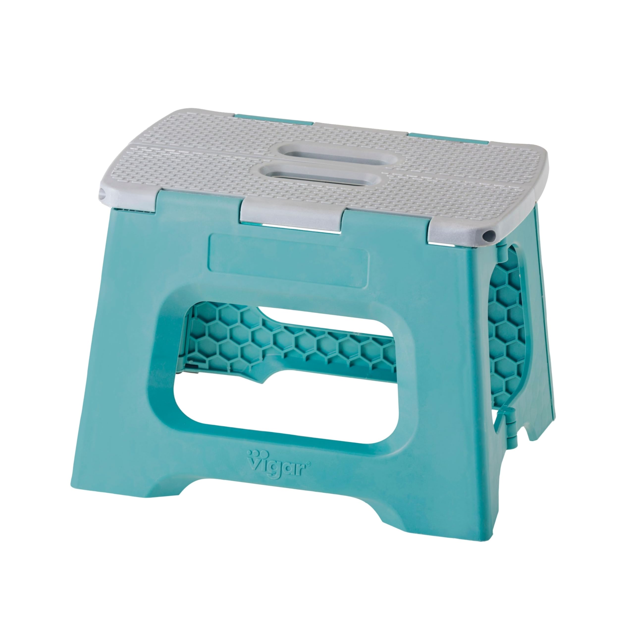 Vigar Taburete Plegable Compacto para Adultos, 23 cm Taburete Plegable Antideslizante para Casa, Dormitorio, Baño, Armario, Oficina, Soporta hasta 150 kg, Turquesa