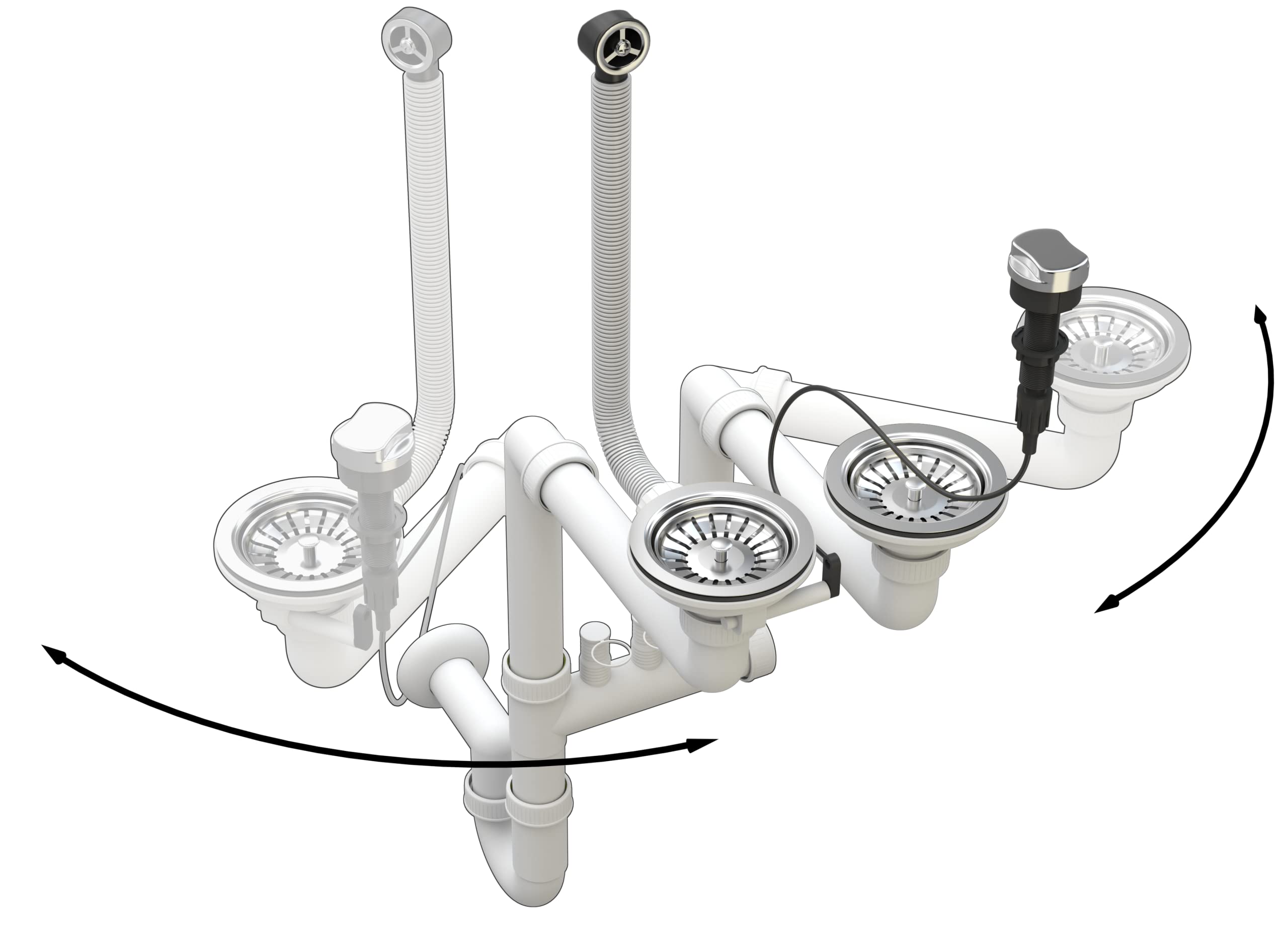 BONFIX Sifon Universeel Dubbel met Afsluitbare Vaatwasmachine Aansl