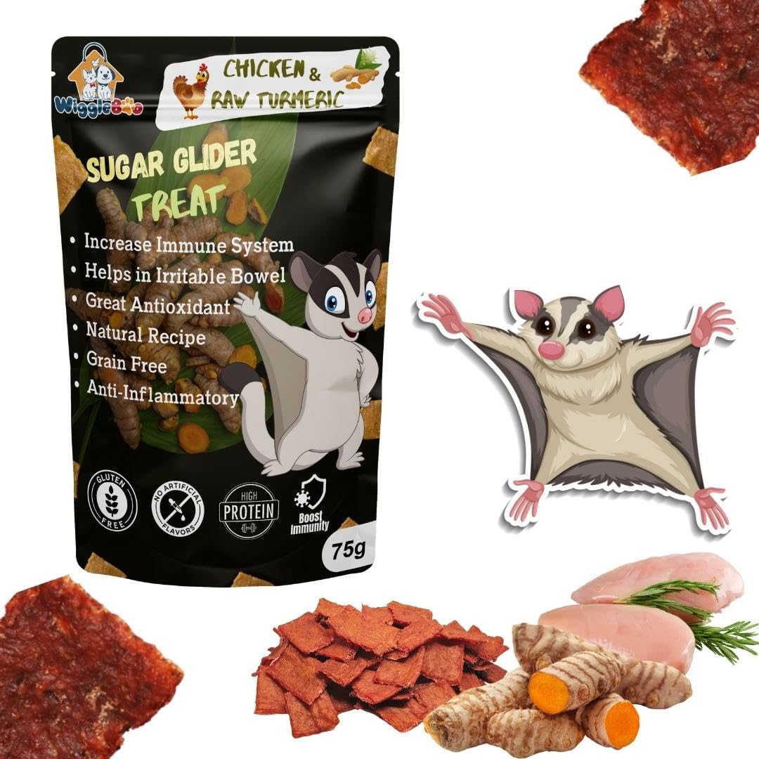 WiggleBoo Chicken & Raw Turmeric Suger Glider Treat | Protein Rich | Fiber Rich | Crunchy Healthy Snacks | 75g
