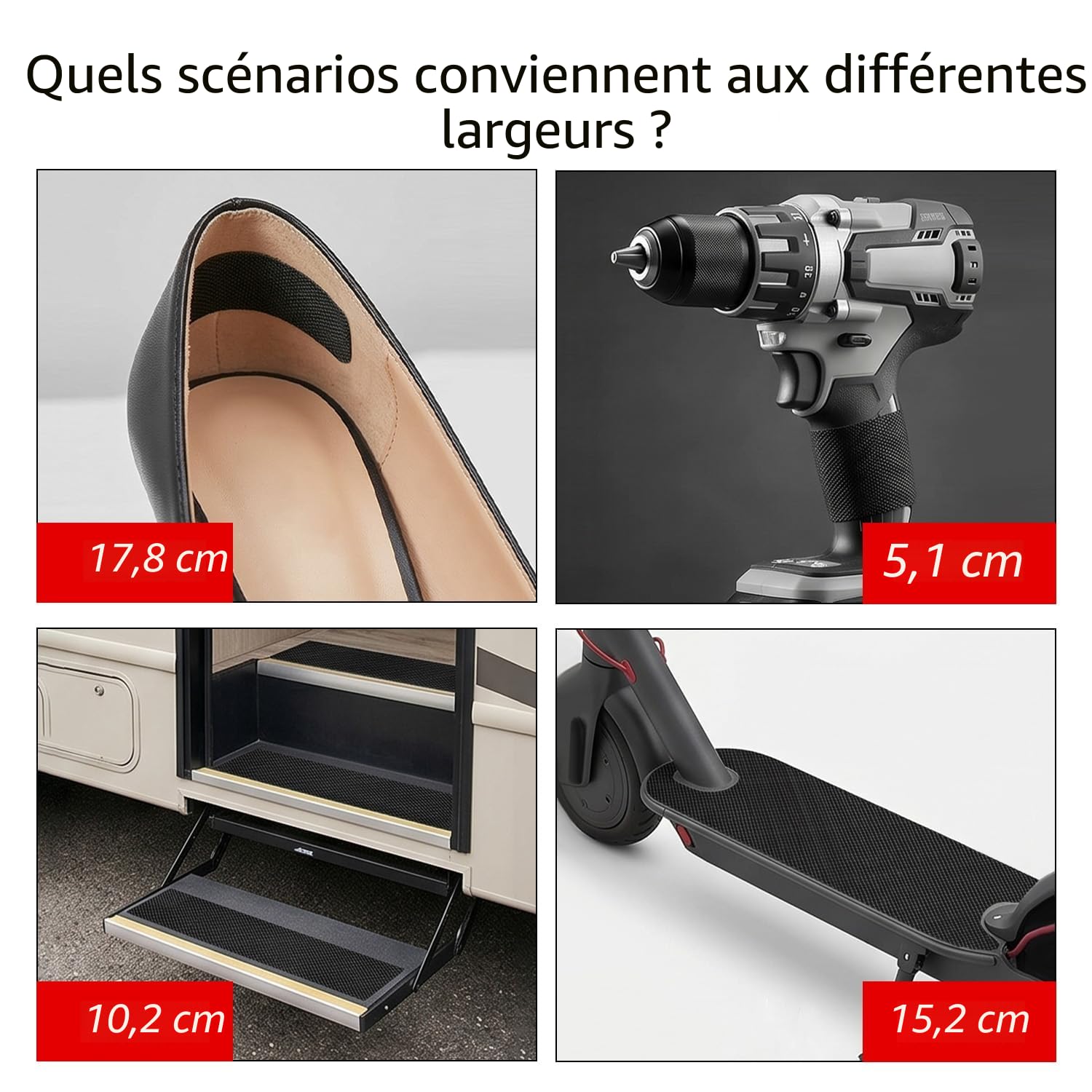 WELSTIK Ruban adhésif antidérapant en caoutchouc, ruban ultra résistant et imperméable avec adhésif texturé pour outils et gadgets de bricolage (noir, 5 cm x 10 m)