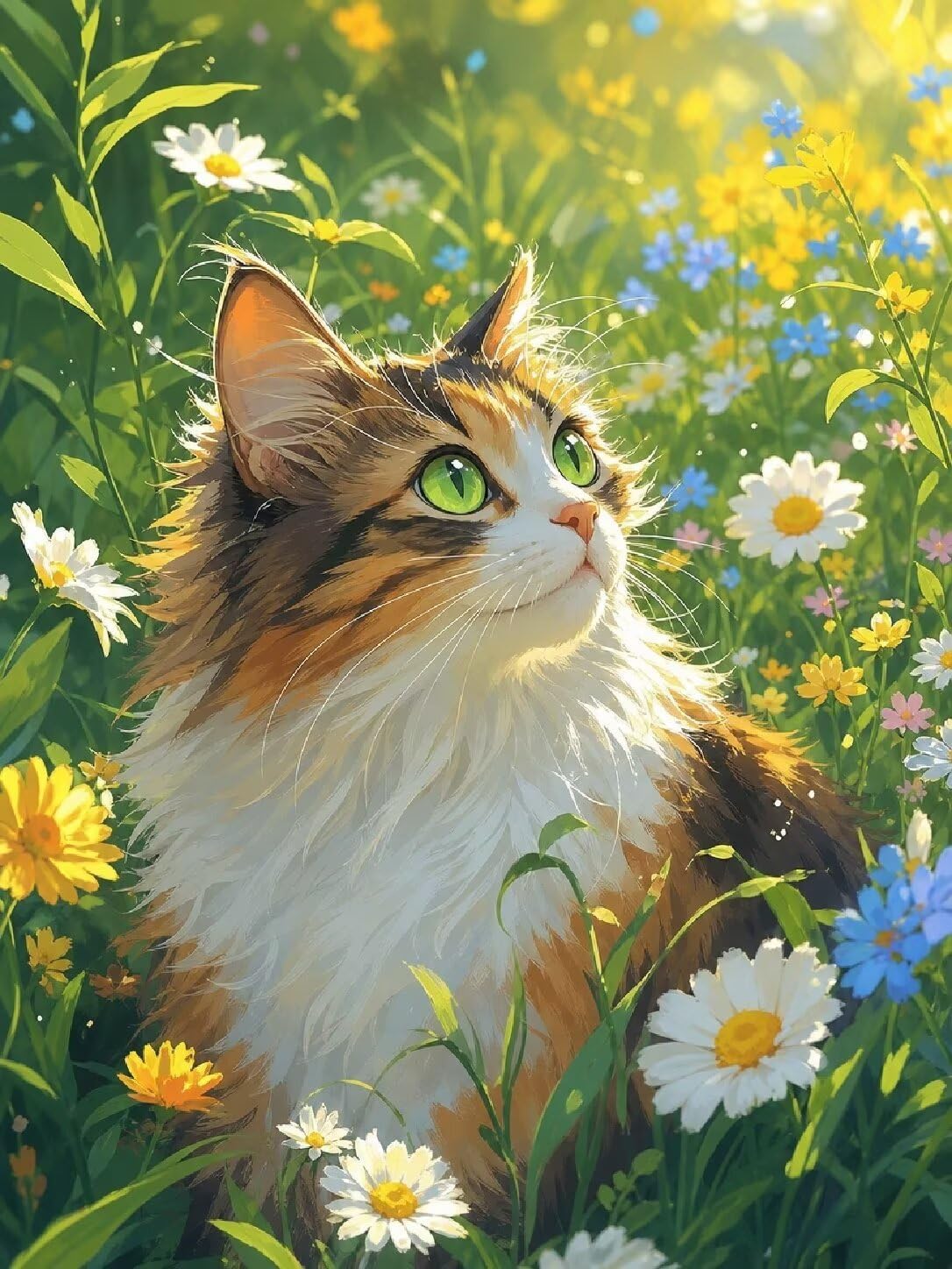 Diamond Painting Gato Kit, Manualidad Creativa y Relajante 60x80cm C8-149