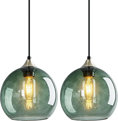 Miniatura 48 de Luces Colgantes de Vidrio Gris Claro Iluminación de Isla de Cocina Luminarias de Luz Colgante Globo Iluminación Colgante Moderna para Dormitorio