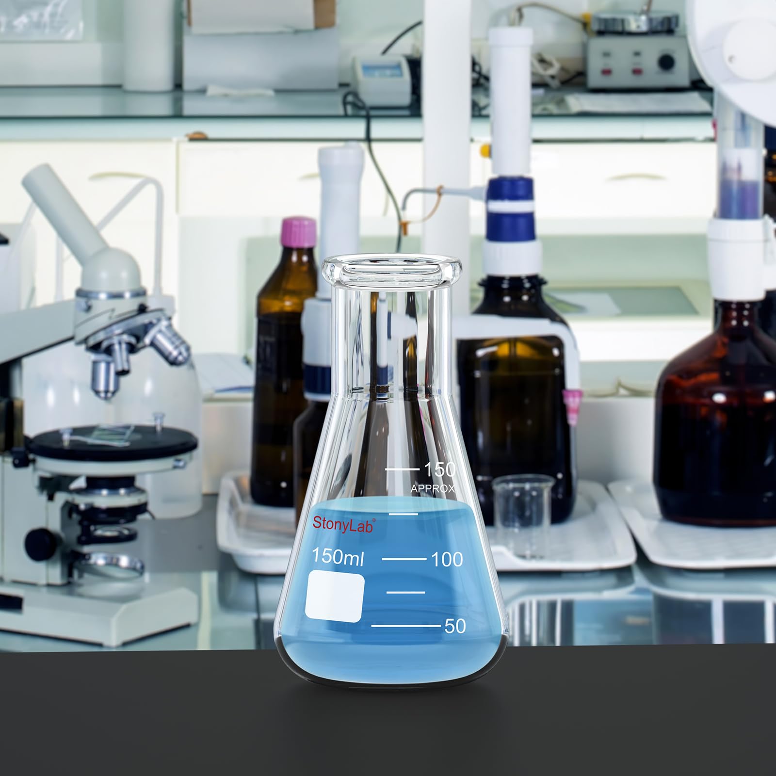 stonylab 1-paczka 150 ml kolba szklana, Erlenmeyer Heavy Wall Tight Flask z mocną krawędzią (150 ml)