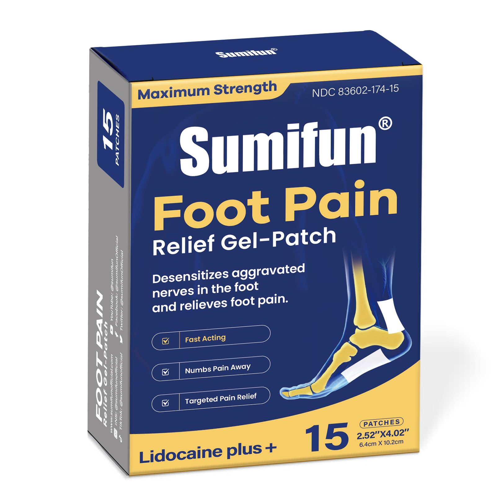 Sumifun Lidocaine Foot Pain Relief Patches - Pack of 30 (Small) — Amazon image 9