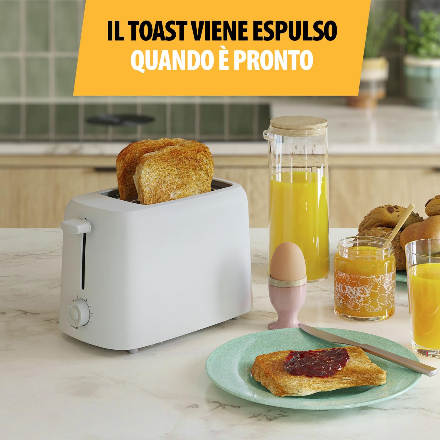 Tristar Tostapane, 2 Fessure, 650W, 6 Livelli di Doratura, Funzioni Scongelamento, Riscaldamento e Annullamento, Spegnimento Automatico, Vassoio Briciole, Scalda Panini, BR-1061